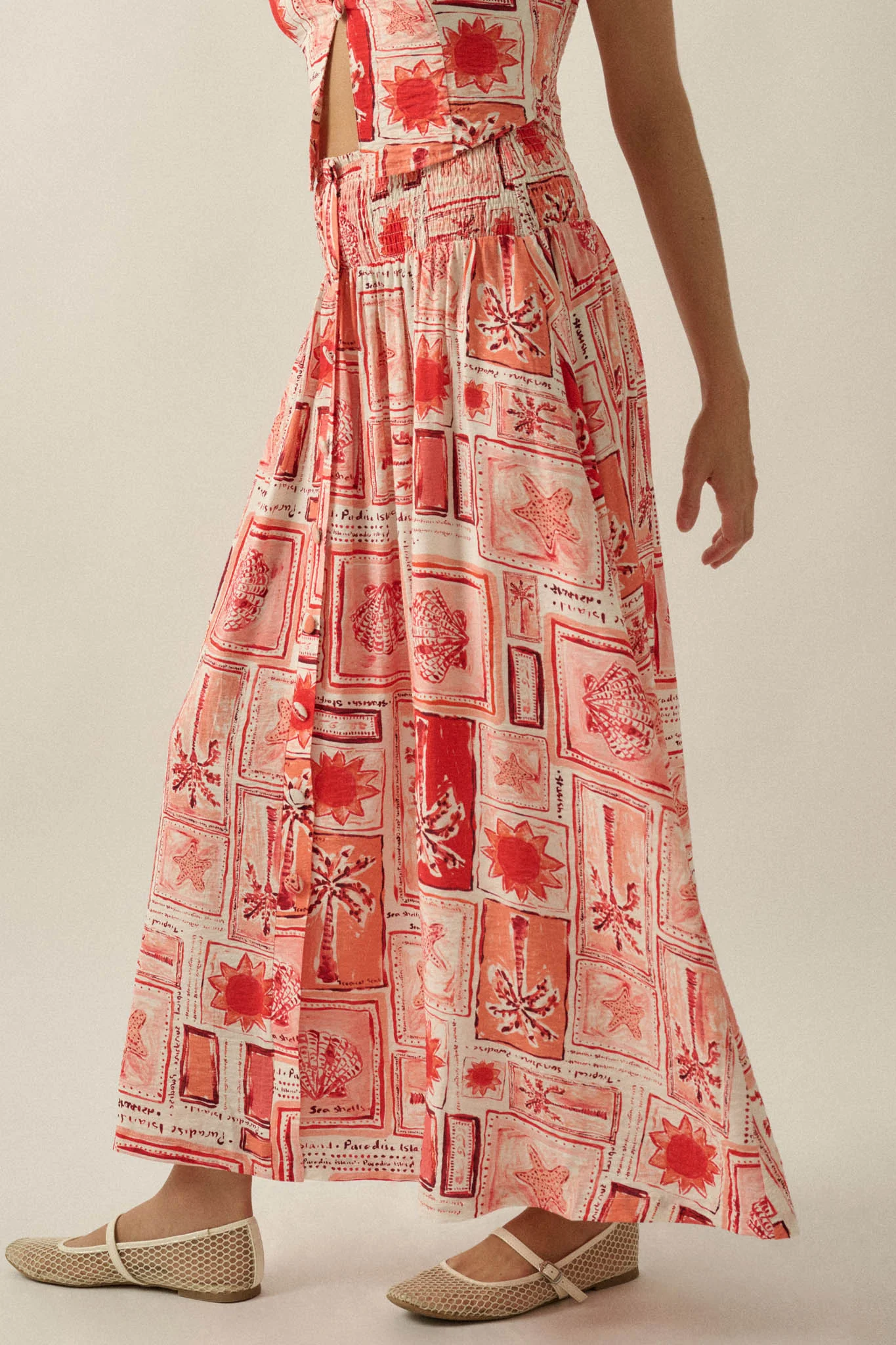 Pure Paradise Tropical-Print Button Maxi Skirt - Image 5