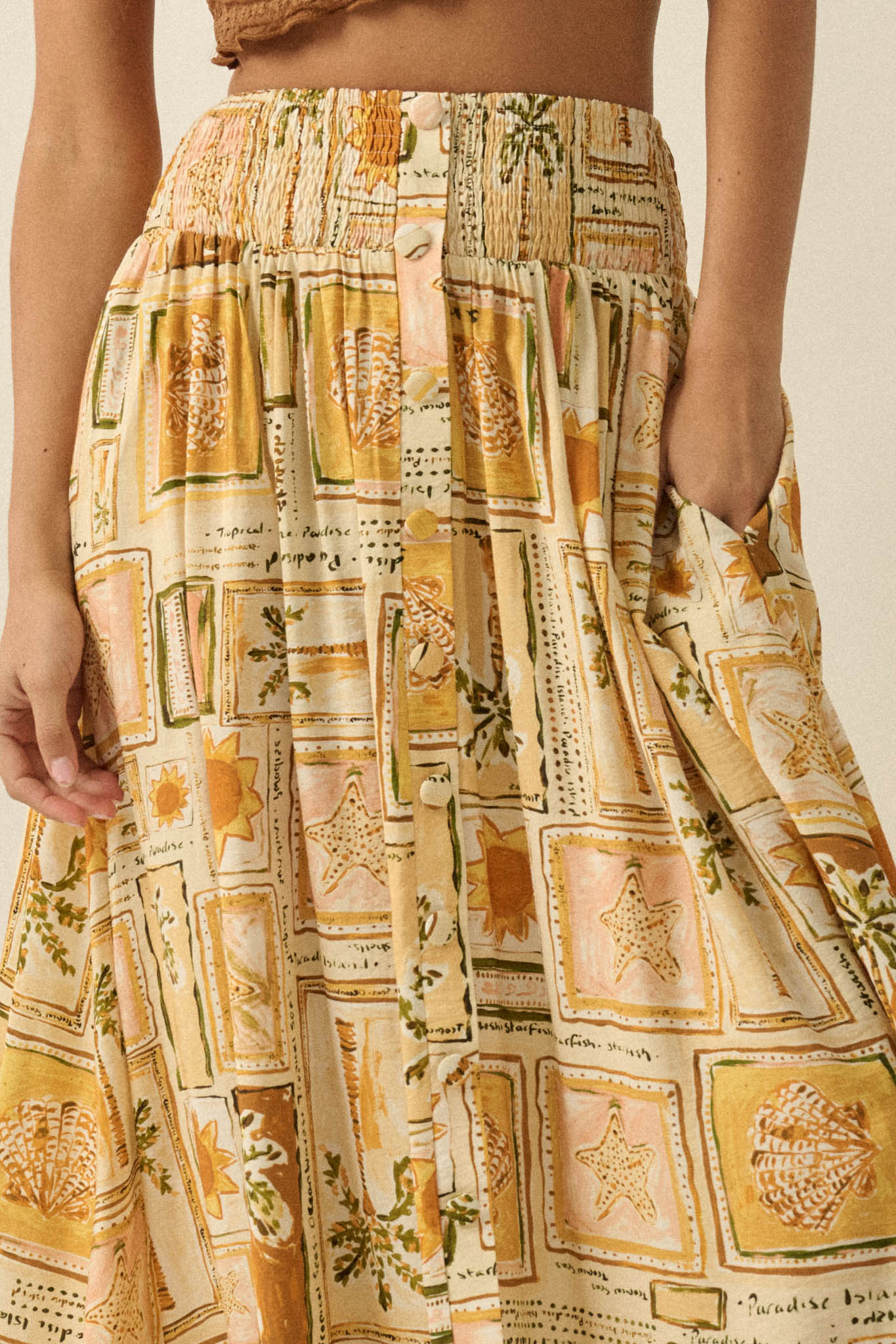 Pure Paradise Tropical-Print Button Maxi Skirt - Image 8