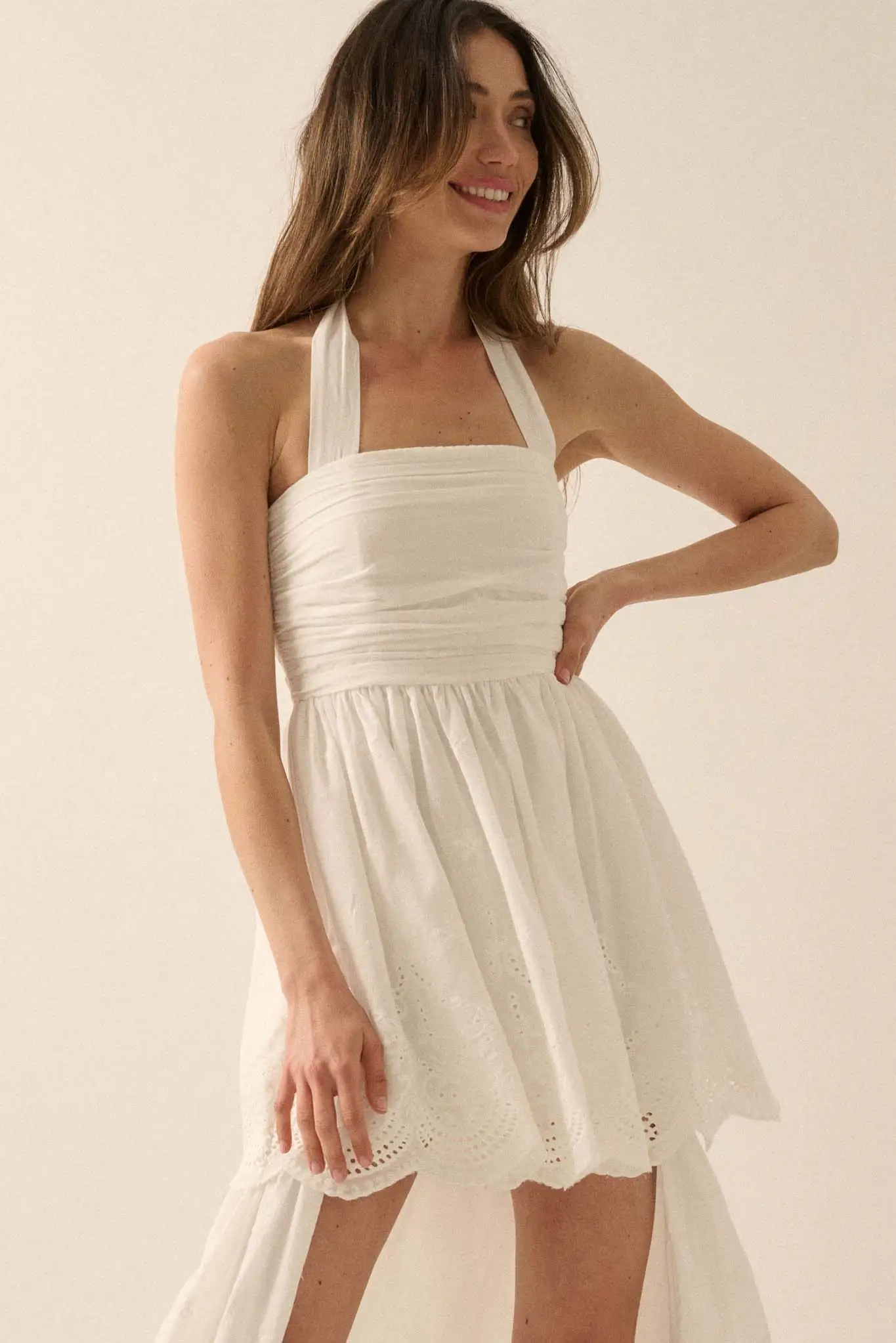 Pure Perfection Eyelet Lace High-Low Maxi Dress - Image 7