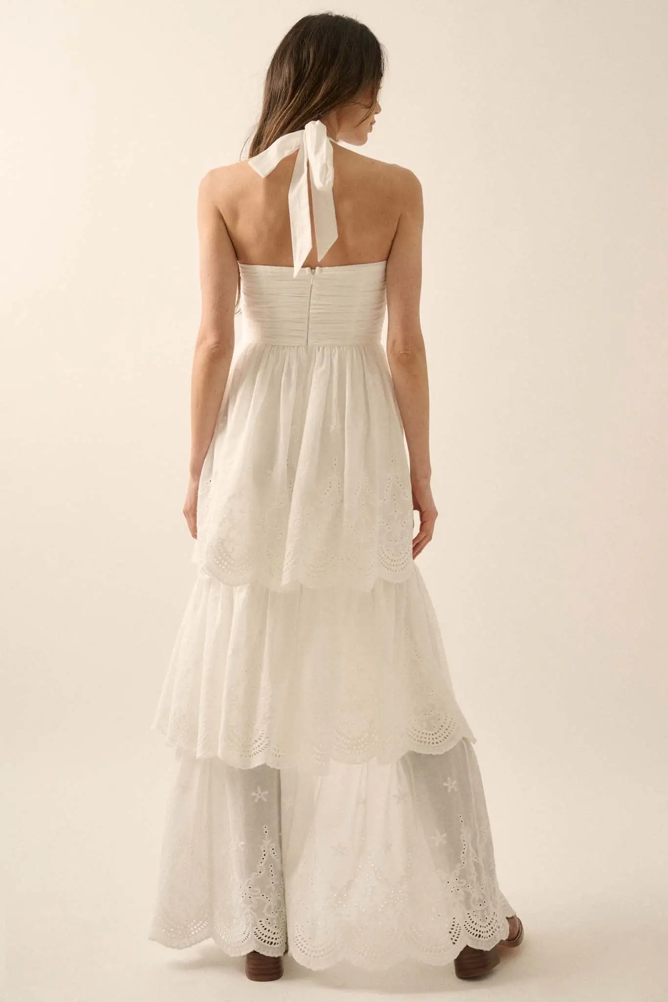 Pure Perfection Eyelet Lace High-Low Maxi Dress - Image 9