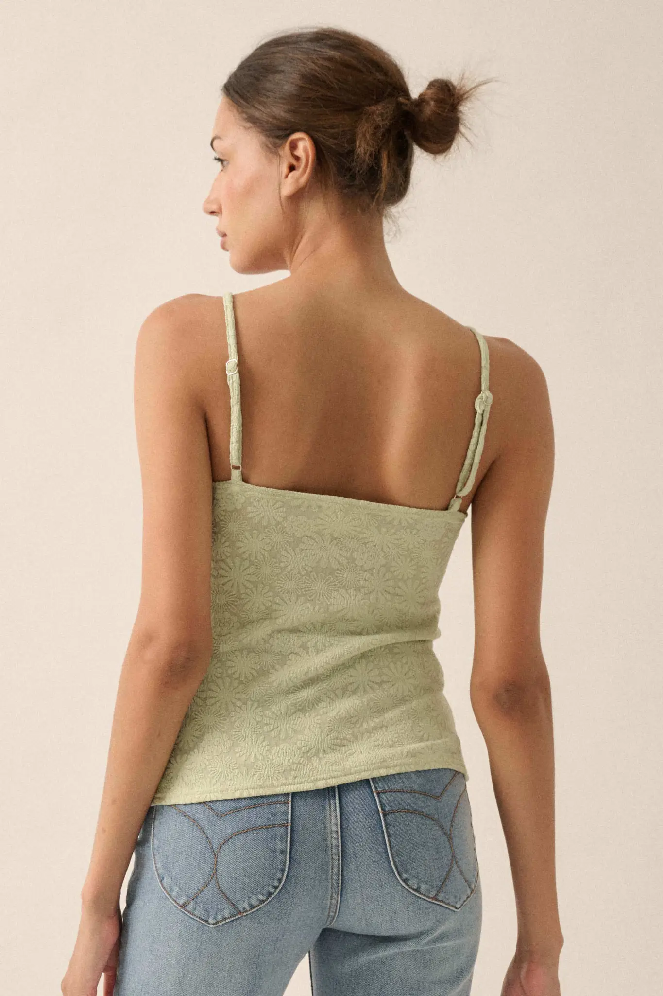 Pure Petals Floral Jacquard Ruched Cami Top - Image 6