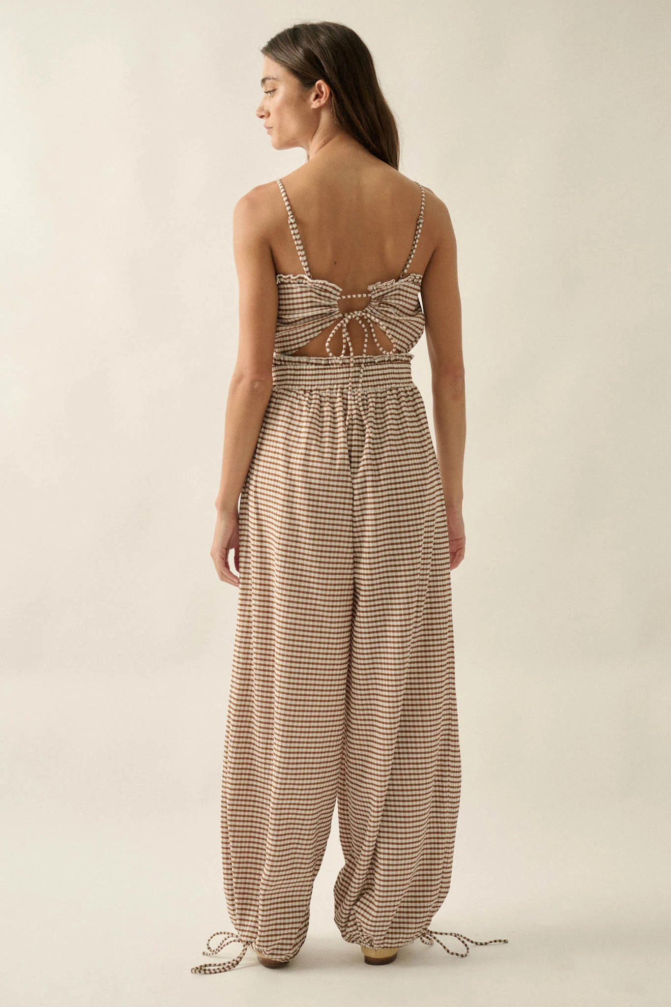 Pure Sweetness Gingham Tie-Back Balloon Jumpsuit - Image 2