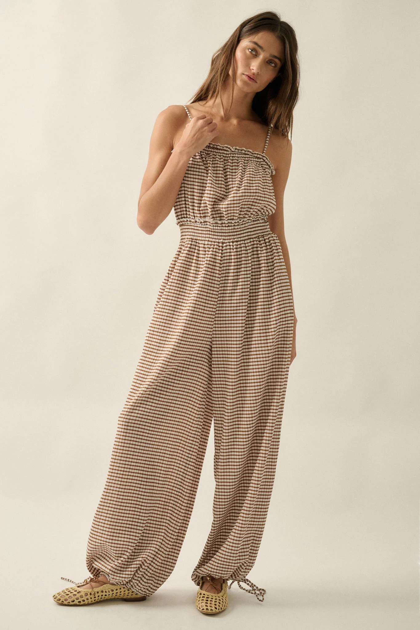 Pure Sweetness Gingham Tie-Back Balloon Jumpsuit - Image 4