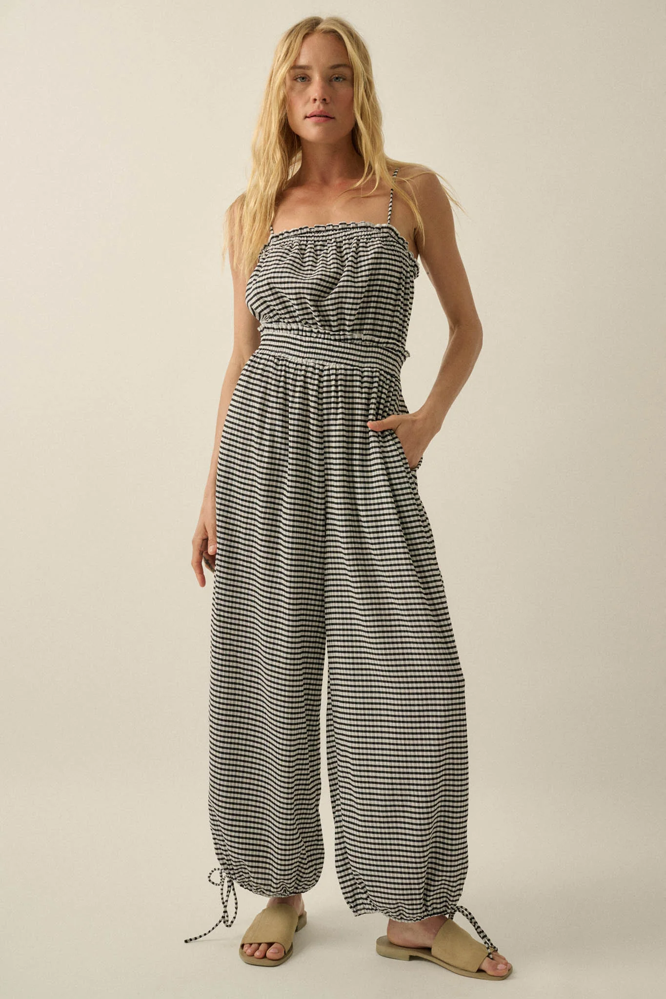 Pure Sweetness Gingham Tie-Back Balloon Jumpsuit - Image 7