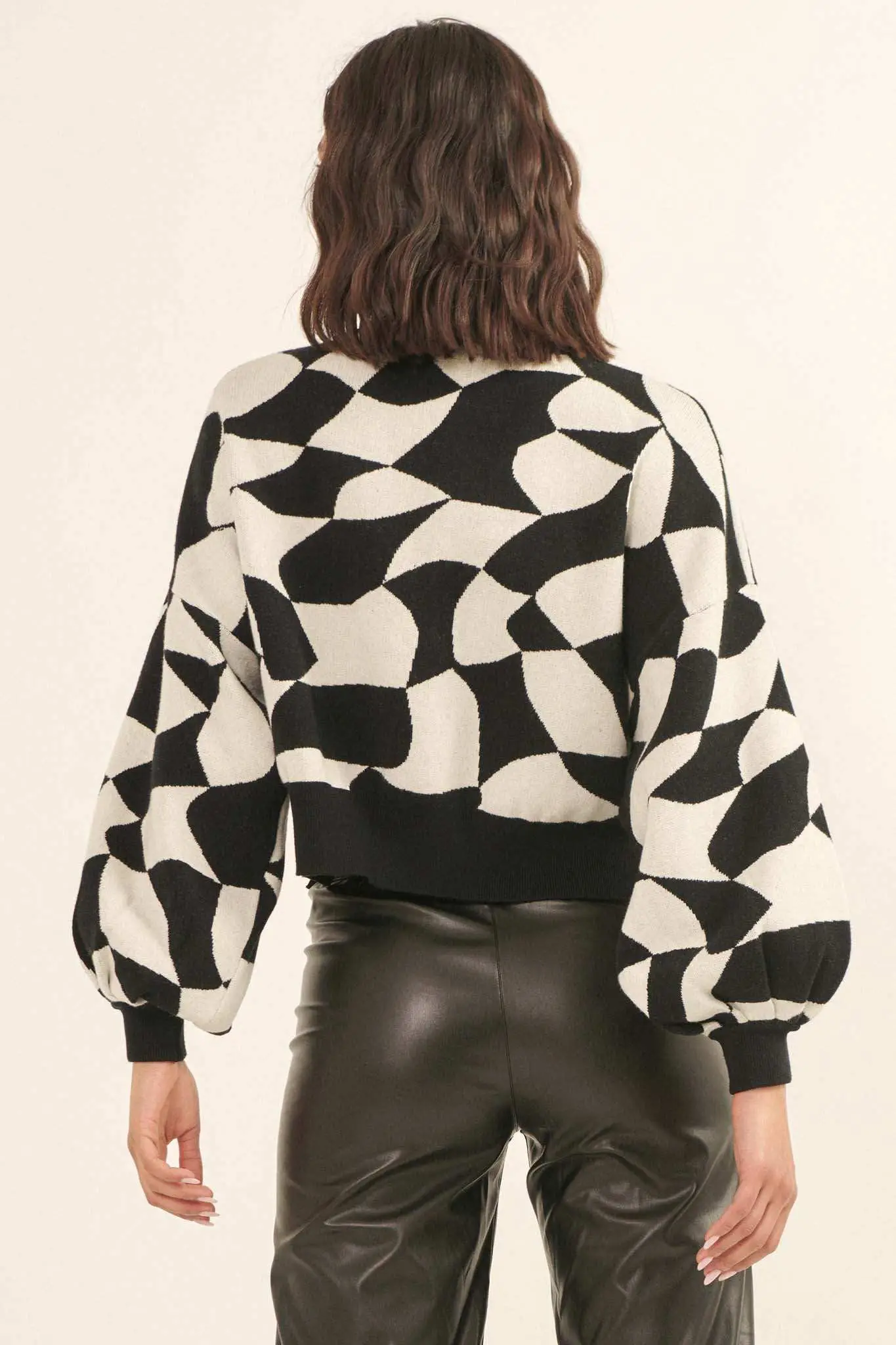 Queen's Row Abstract Checkerboard Sweater - Image 2
