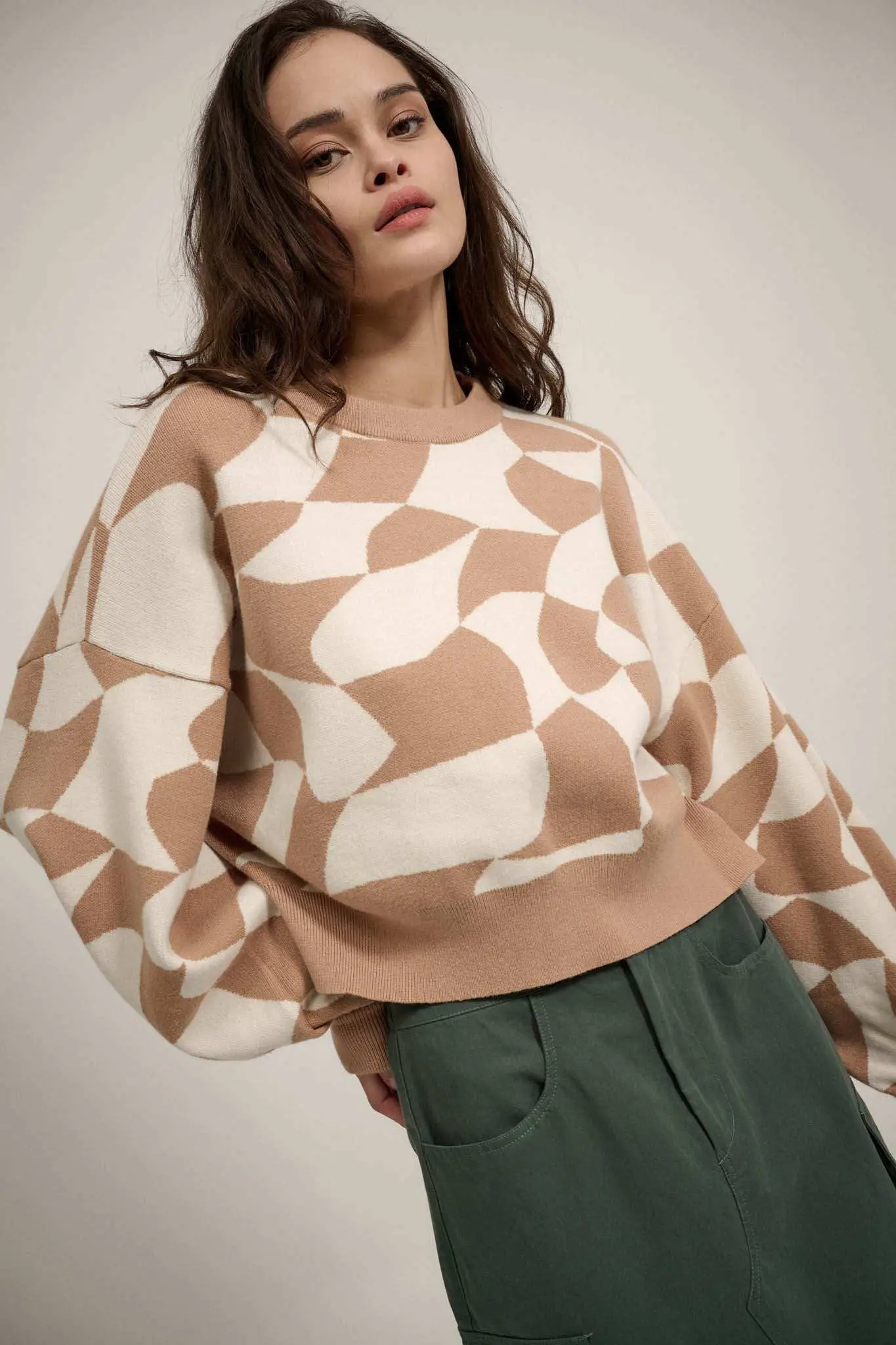 Queen's Row Abstract Checkerboard Sweater - Image 6