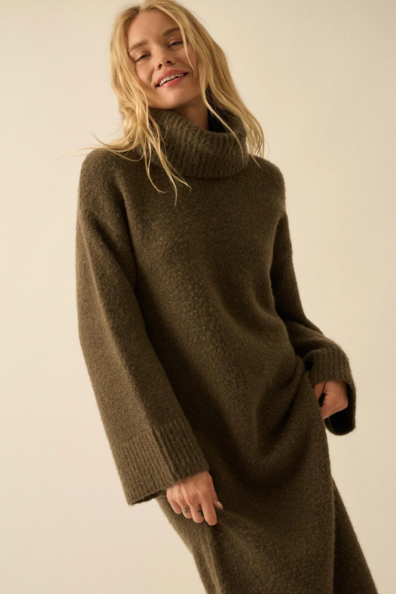 Quiet Hour Turtleneck Midi Sweater Dress - Image 11