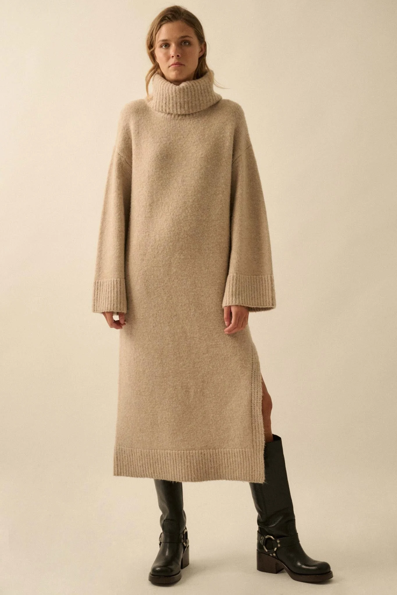 Quiet Hour Turtleneck Midi Sweater Dress - Image 3