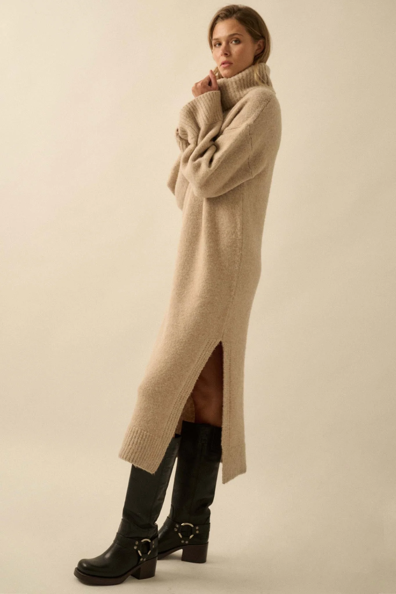 Quiet Hour Turtleneck Midi Sweater Dress - Image 6