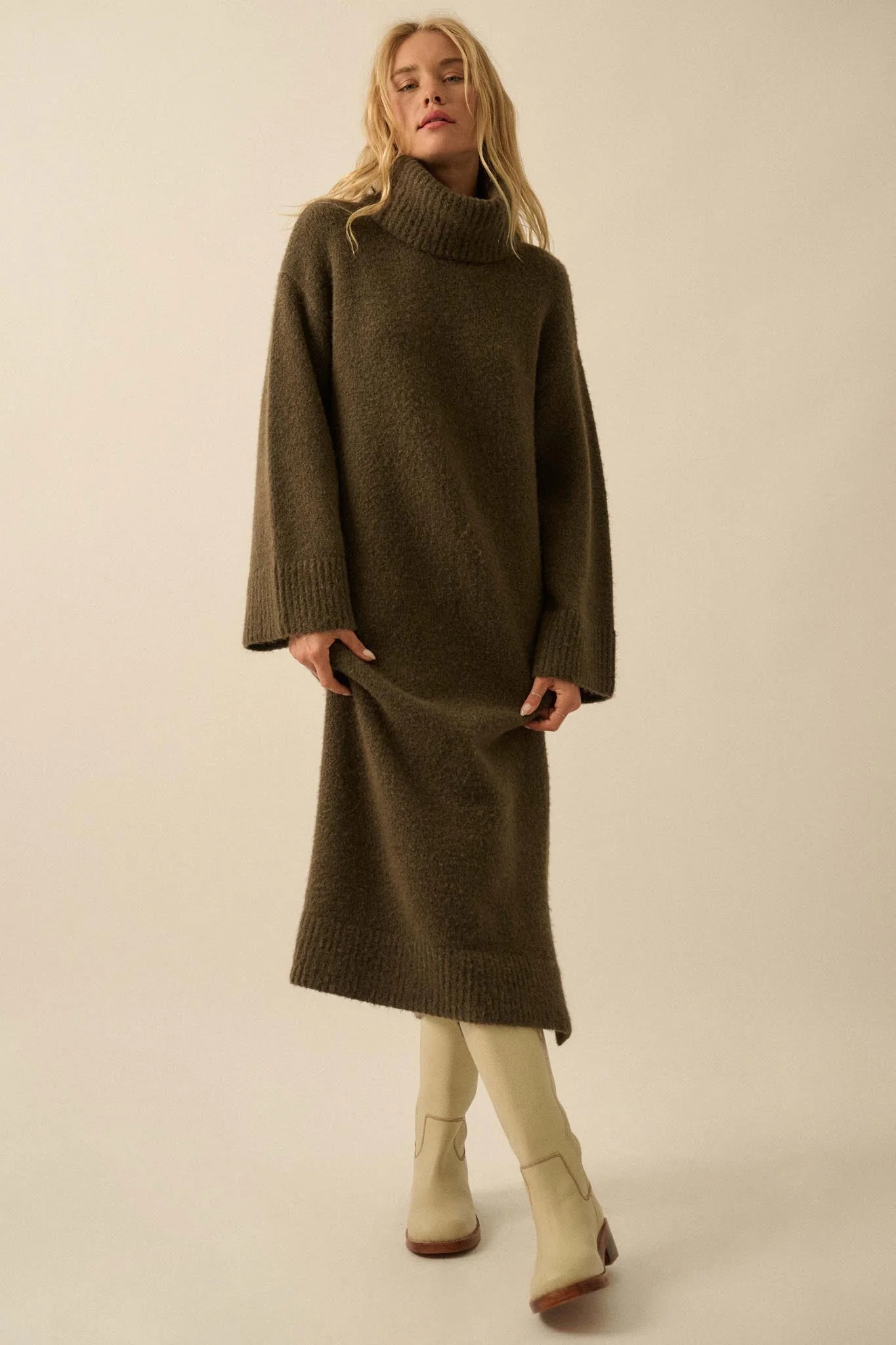 Quiet Hour Turtleneck Midi Sweater Dress - Image 7