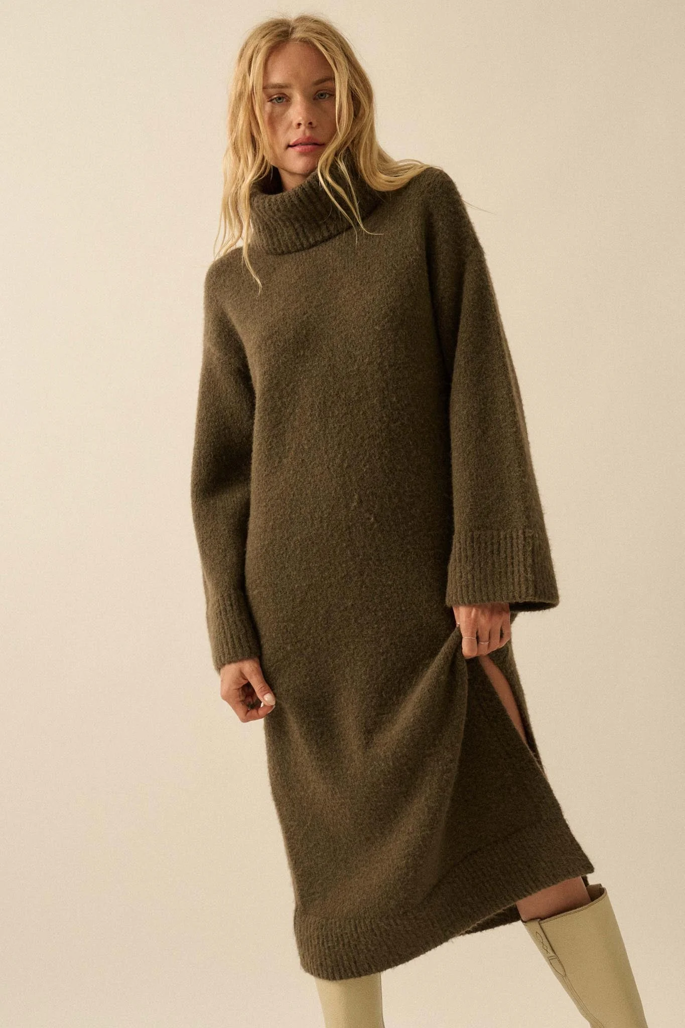Quiet Hour Turtleneck Midi Sweater Dress - Image 9