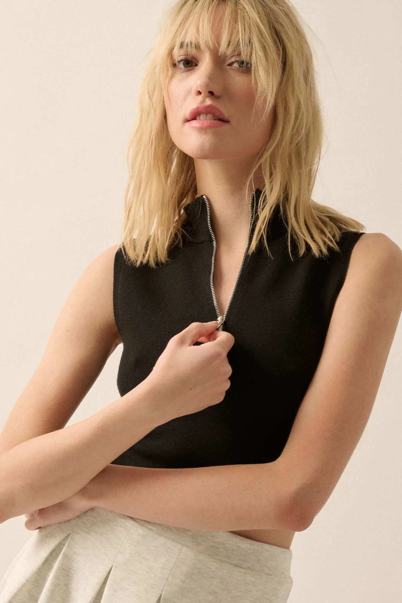 Quiet Strength Half-Zip Cropped Mock-Neck Tank Top - Image 5