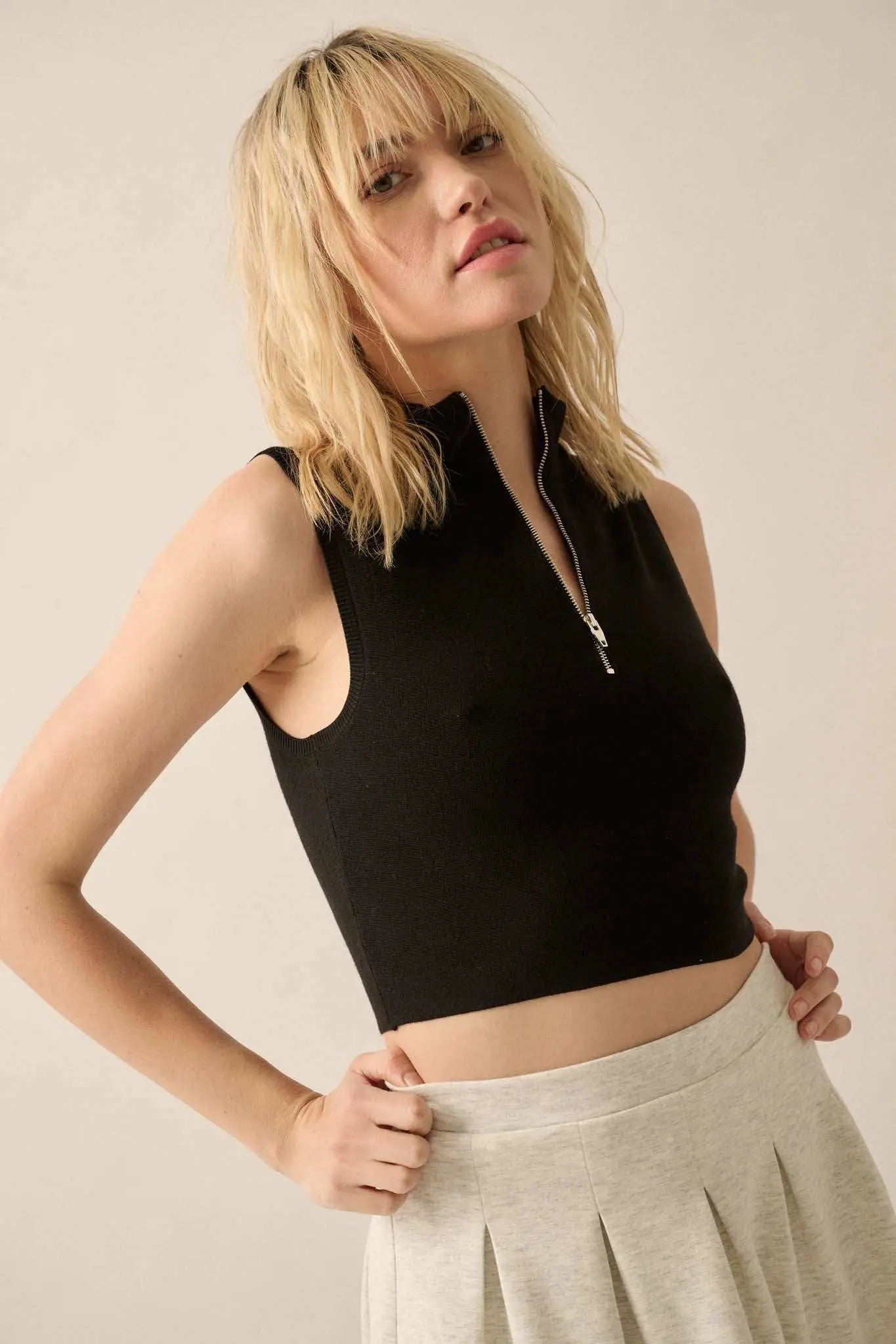 Quiet Strength Half-Zip Cropped Mock-Neck Tank Top - Image 6