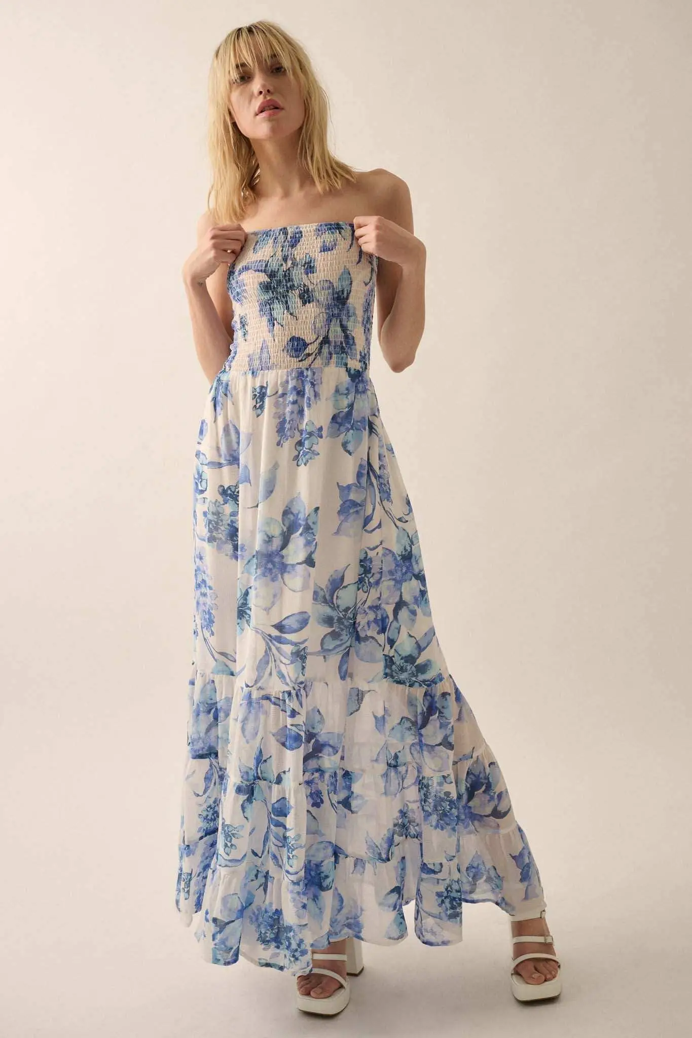 Radiant Garden Floral Chiffon Strapless Maxi Dress - Image 11