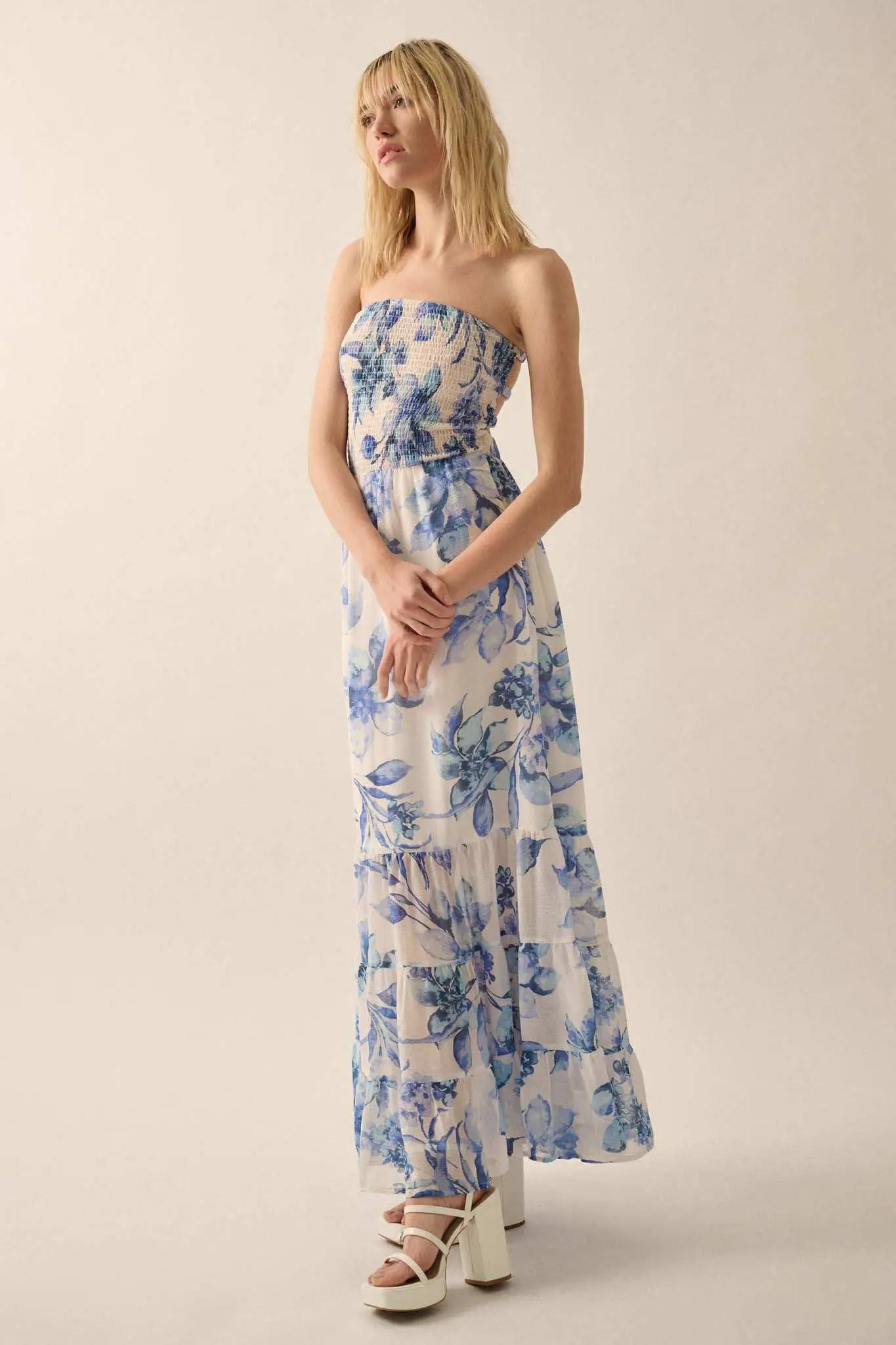 Radiant Garden Floral Chiffon Strapless Maxi Dress - Image 12