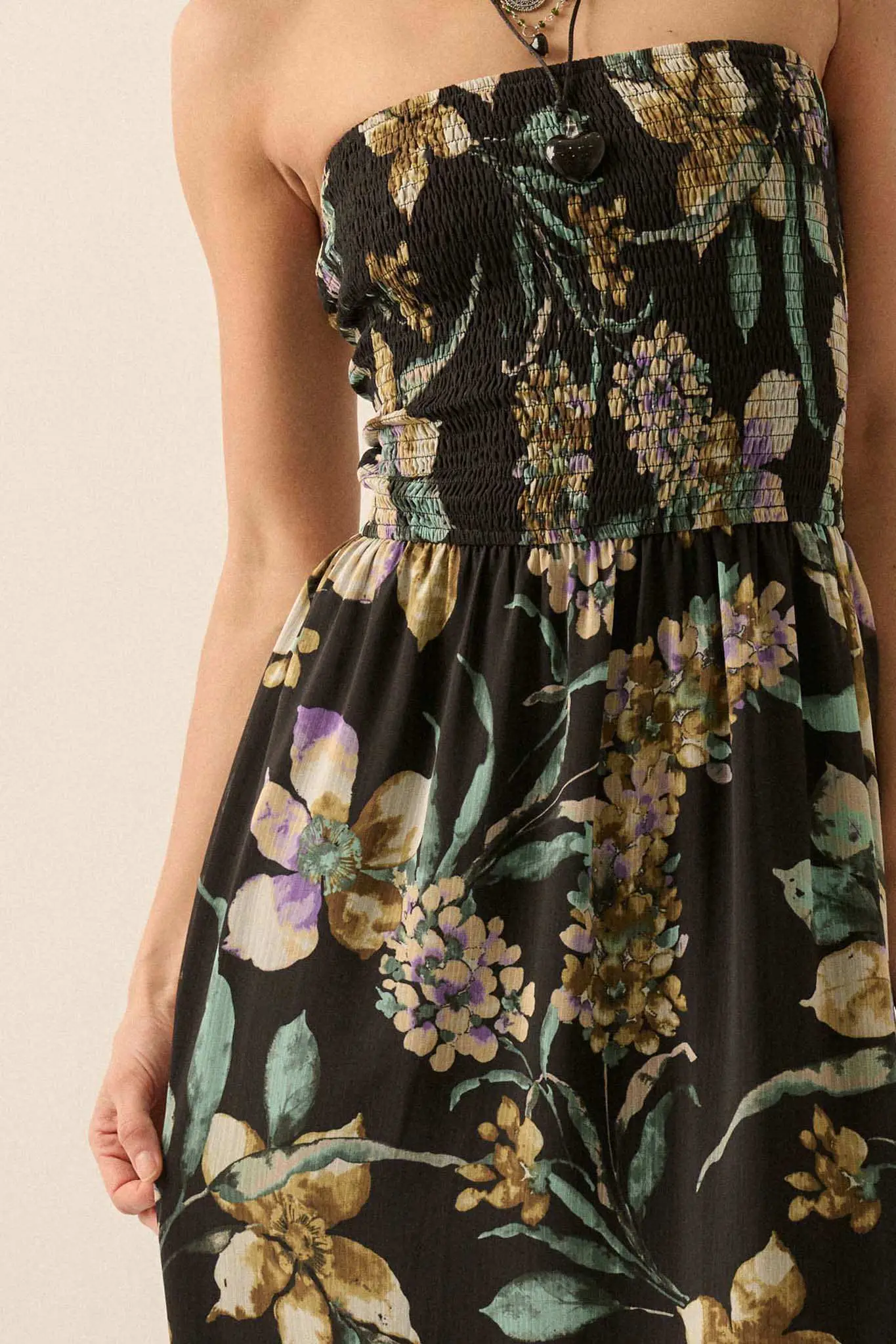 Radiant Garden Floral Chiffon Strapless Maxi Dress - Image 7