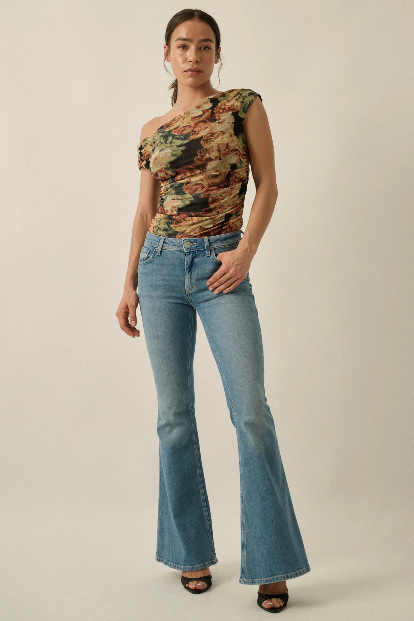 Radiant Roses Floral Mesh One-Shoulder Bodysuit - Image 5