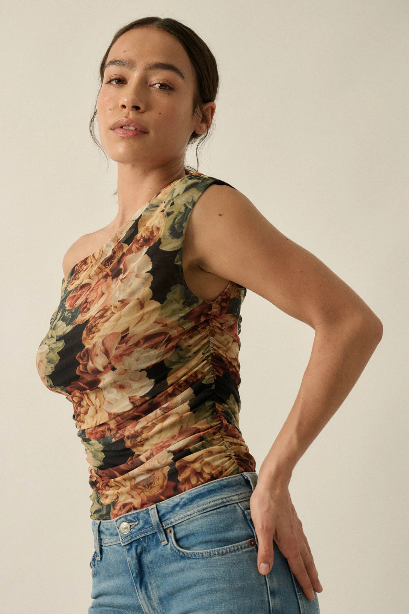 Radiant Roses Floral Mesh One-Shoulder Bodysuit - Image 6
