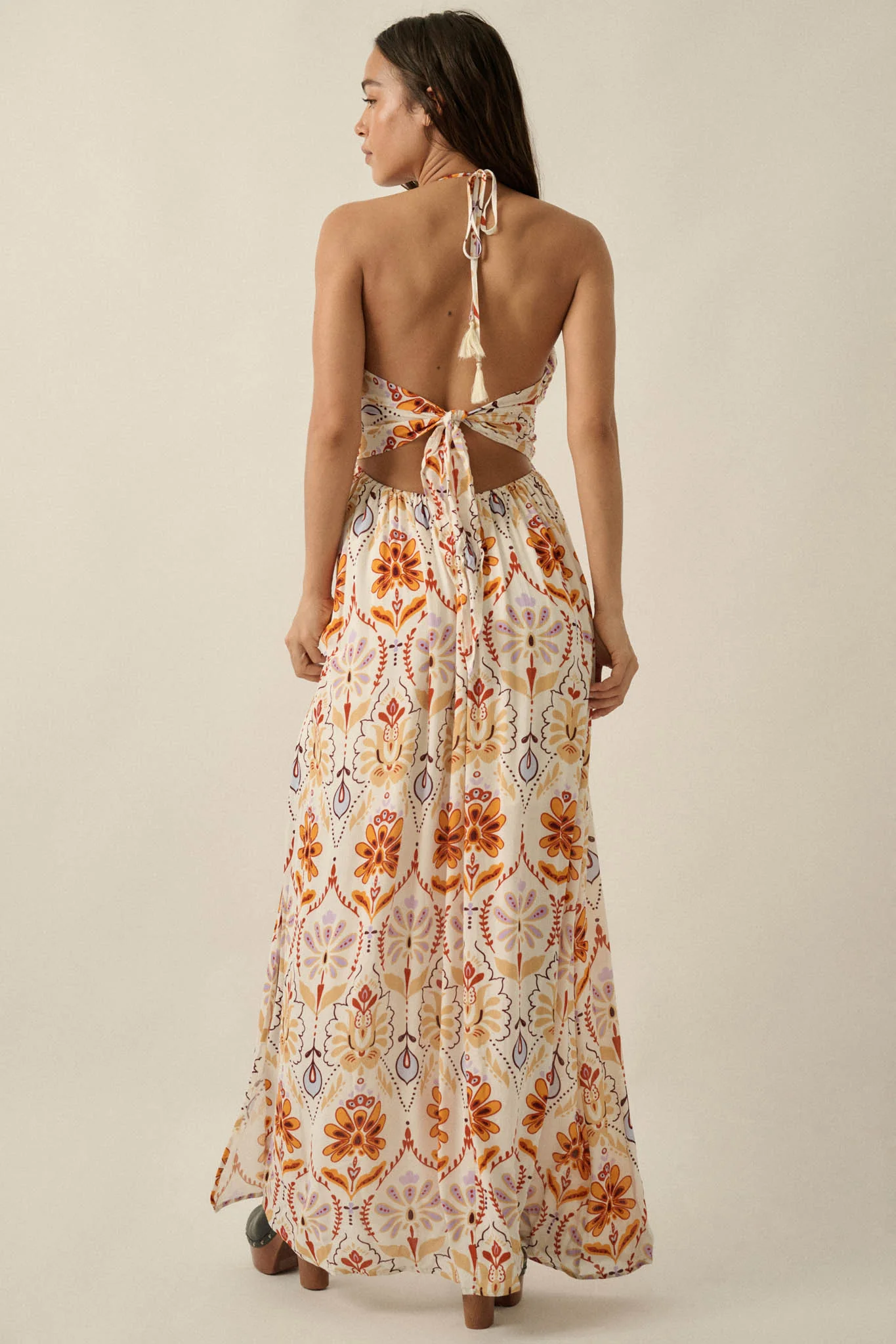 Rare Blooms Floral Medallion-Print Halter Maxi Dress - Image 2