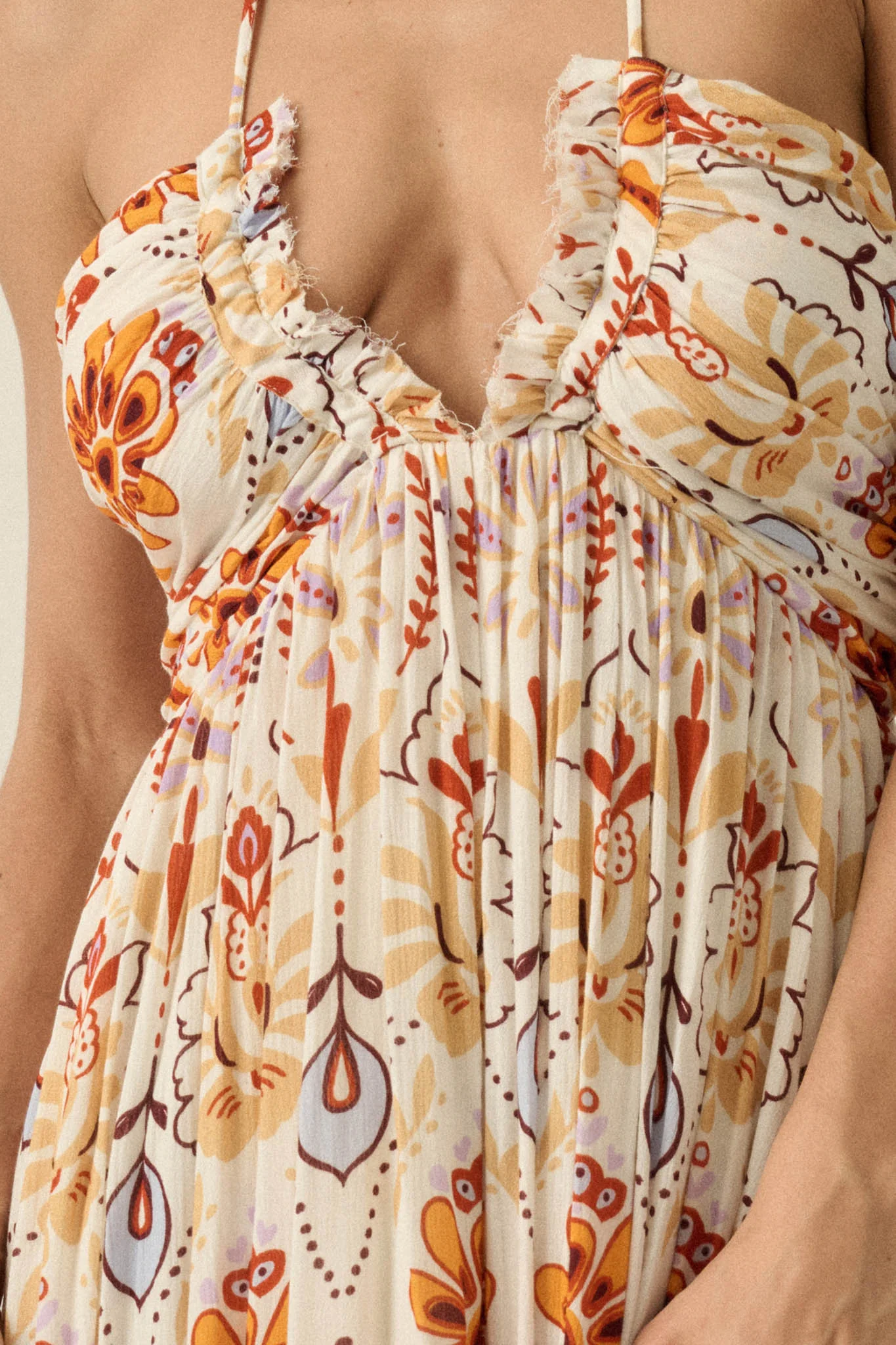 Rare Blooms Floral Medallion-Print Halter Maxi Dress - Image 3