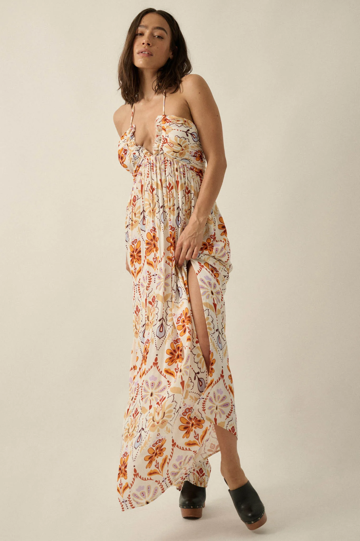 Rare Blooms Floral Medallion-Print Halter Maxi Dress - Image 4