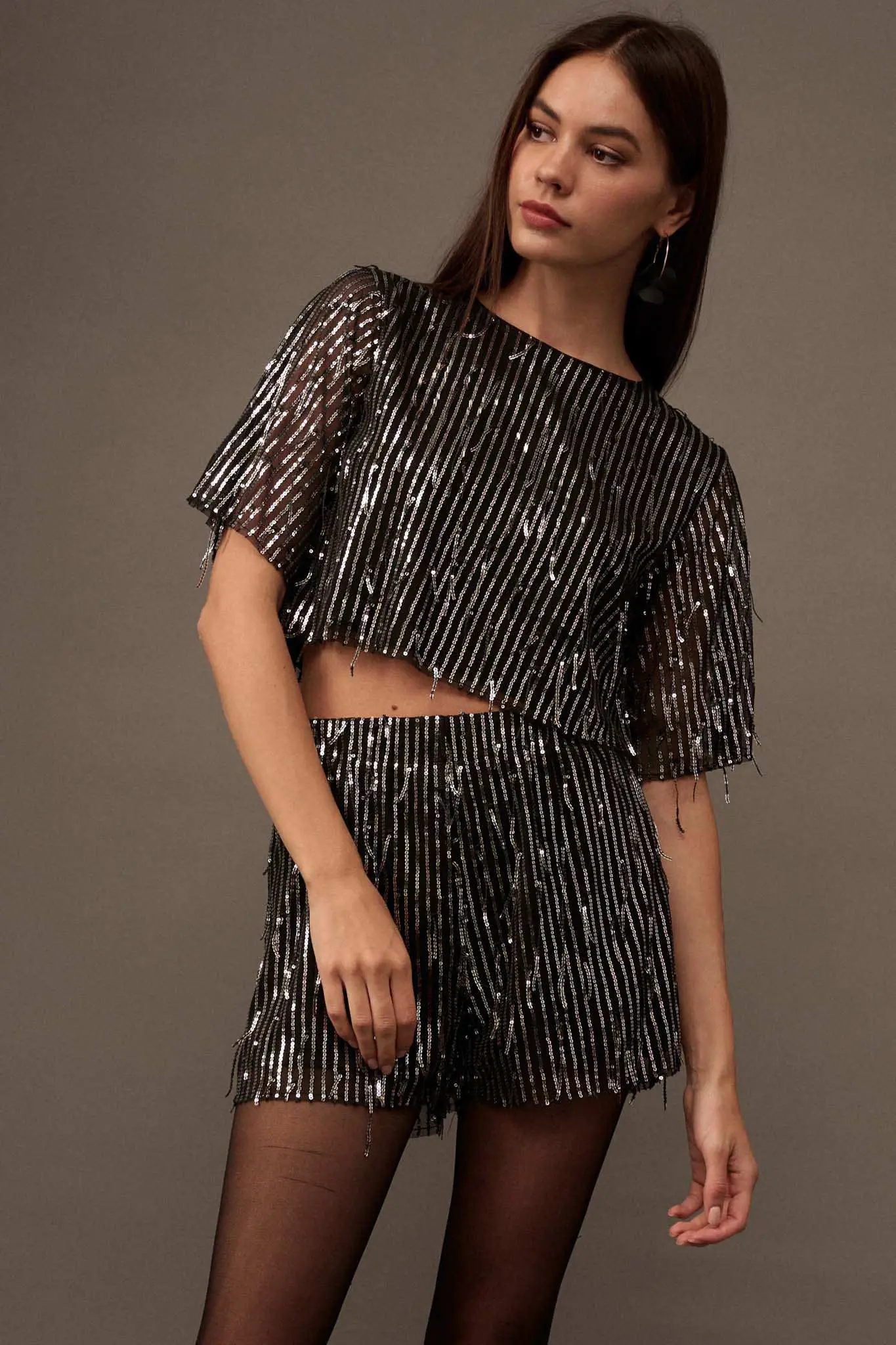 Razzle Dazzle Sequin Stripe Crop Top - Image 4