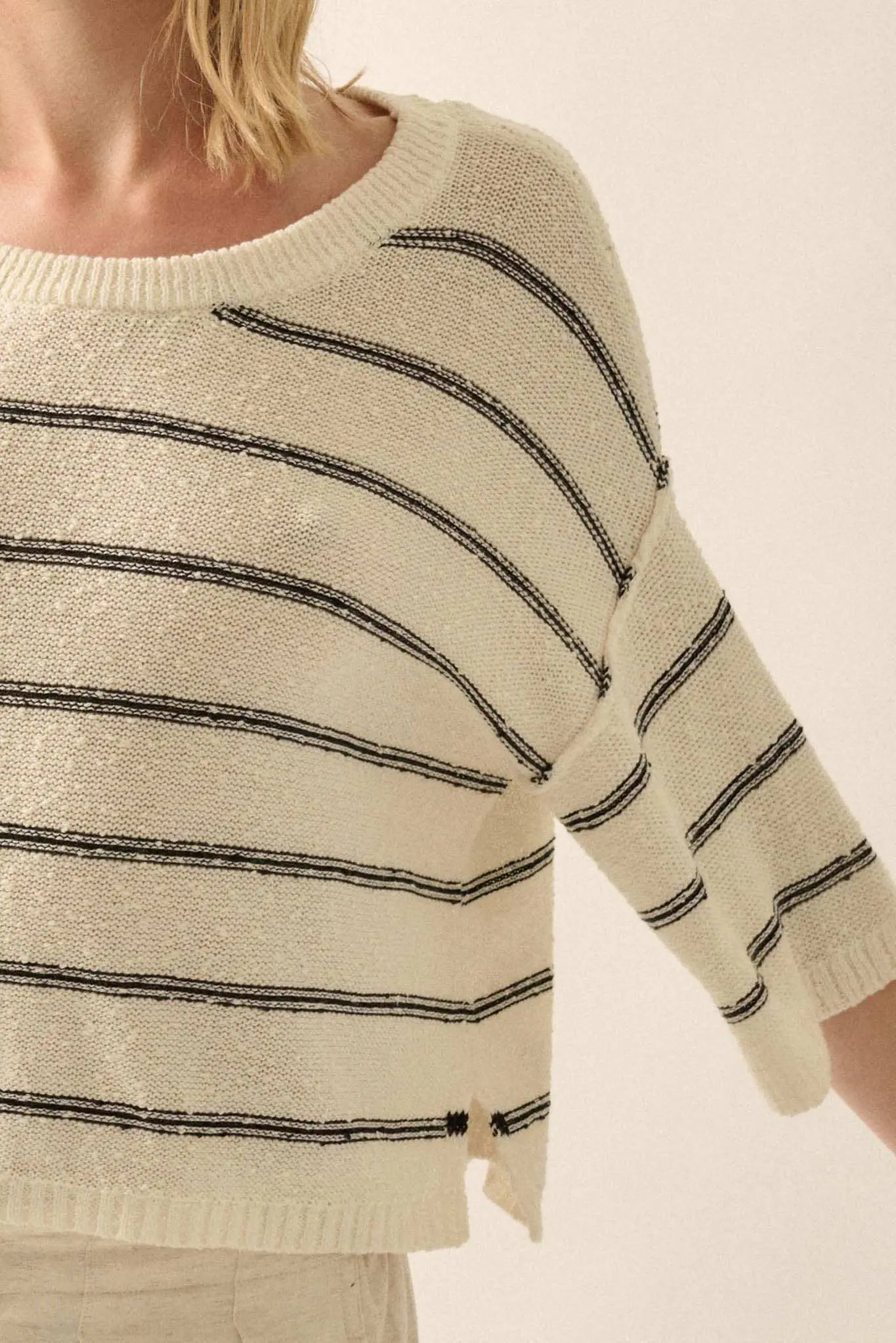 Read My Mind Striped Three-Quarter Sleeve Sweater - Image 15