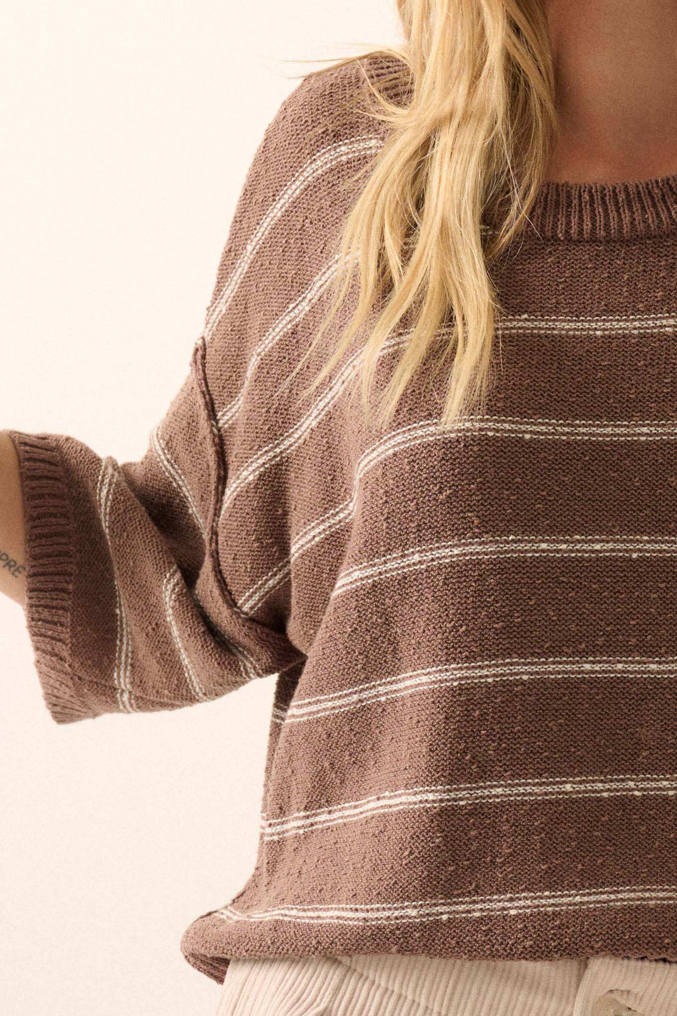 Read My Mind Striped Three-Quarter Sleeve Sweater - Image 4