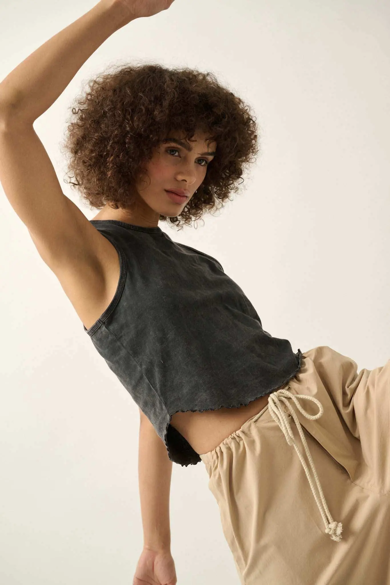 Real Talk Vintage-Wash Lettuce-Edge Tank Top - Image 8