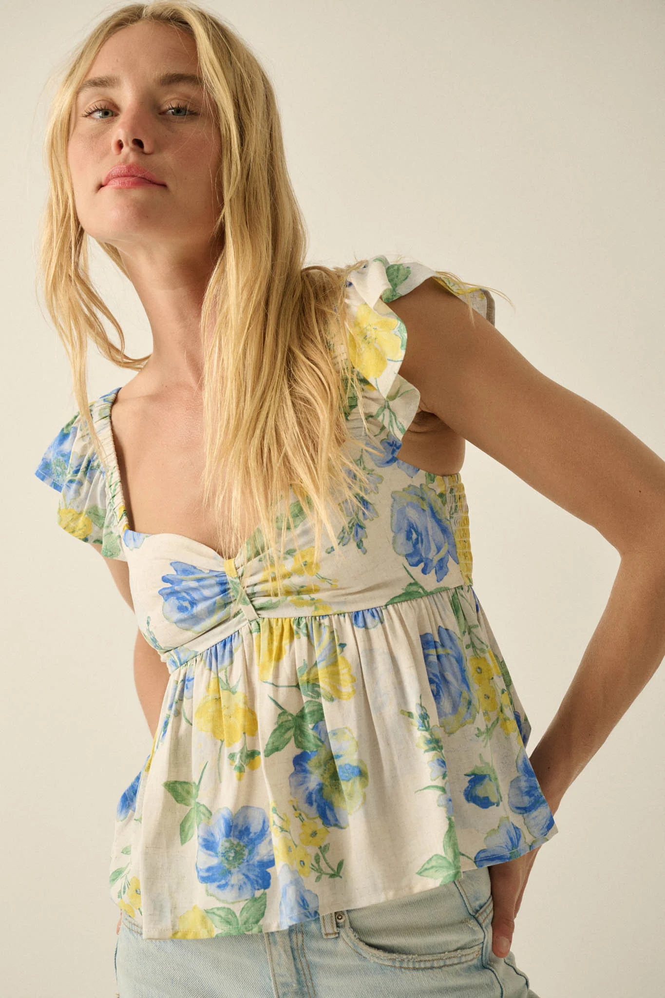 Refreshing Beauty Floral Sweetheart Babydoll Top - Image 5