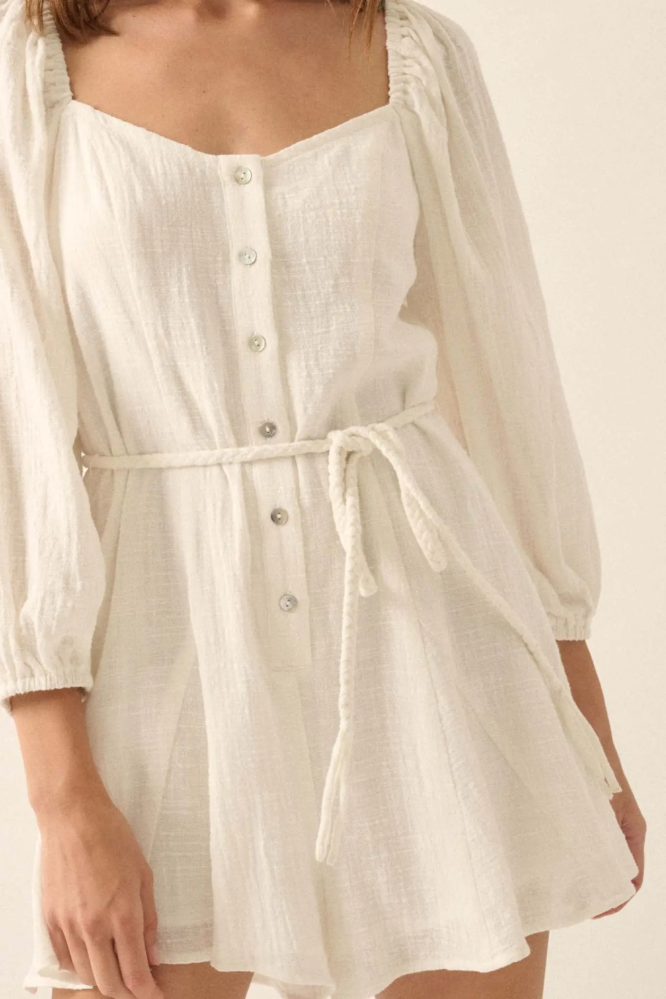 Refreshing Breeze Belted Puff-Sleeve Romper - Image 5