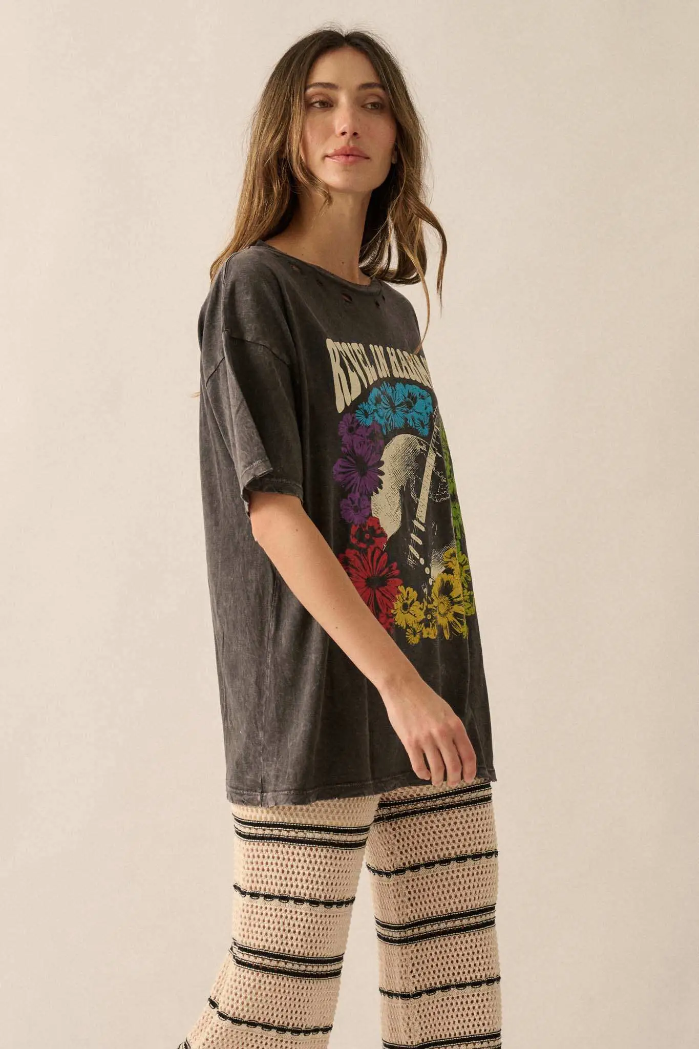 Revel in Harmony Distressed Guitar Graphic Tee - Image 5
