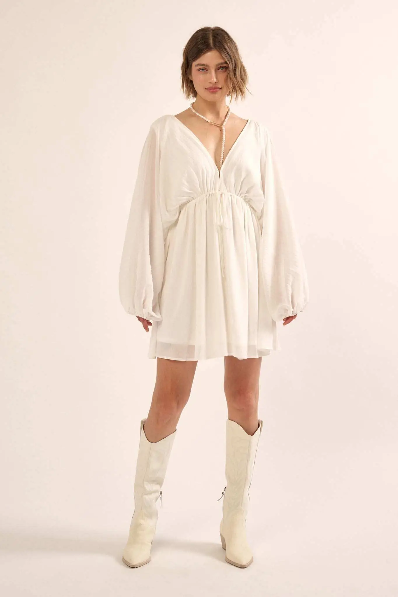 Ripple Effect Accordion Pleated Kimono Mini Dress - Image 17
