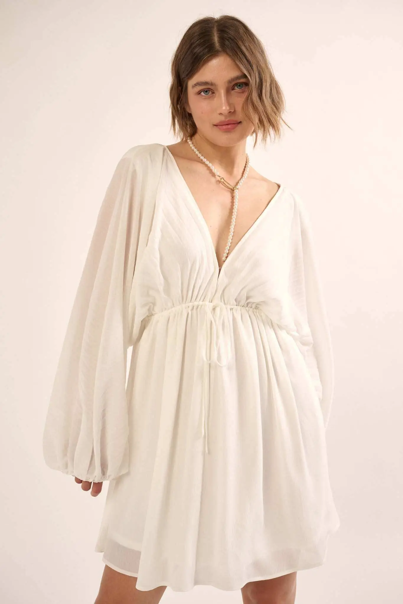 Ripple Effect Accordion Pleated Kimono Mini Dress - Image 18
