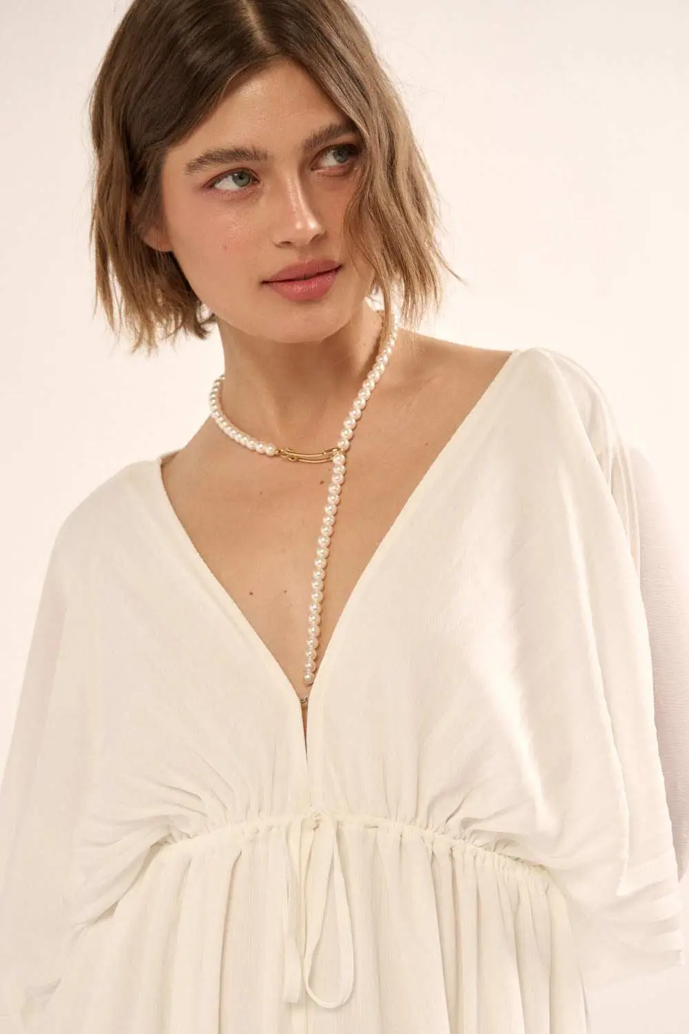 Ripple Effect Accordion Pleated Kimono Mini Dress - Image 19