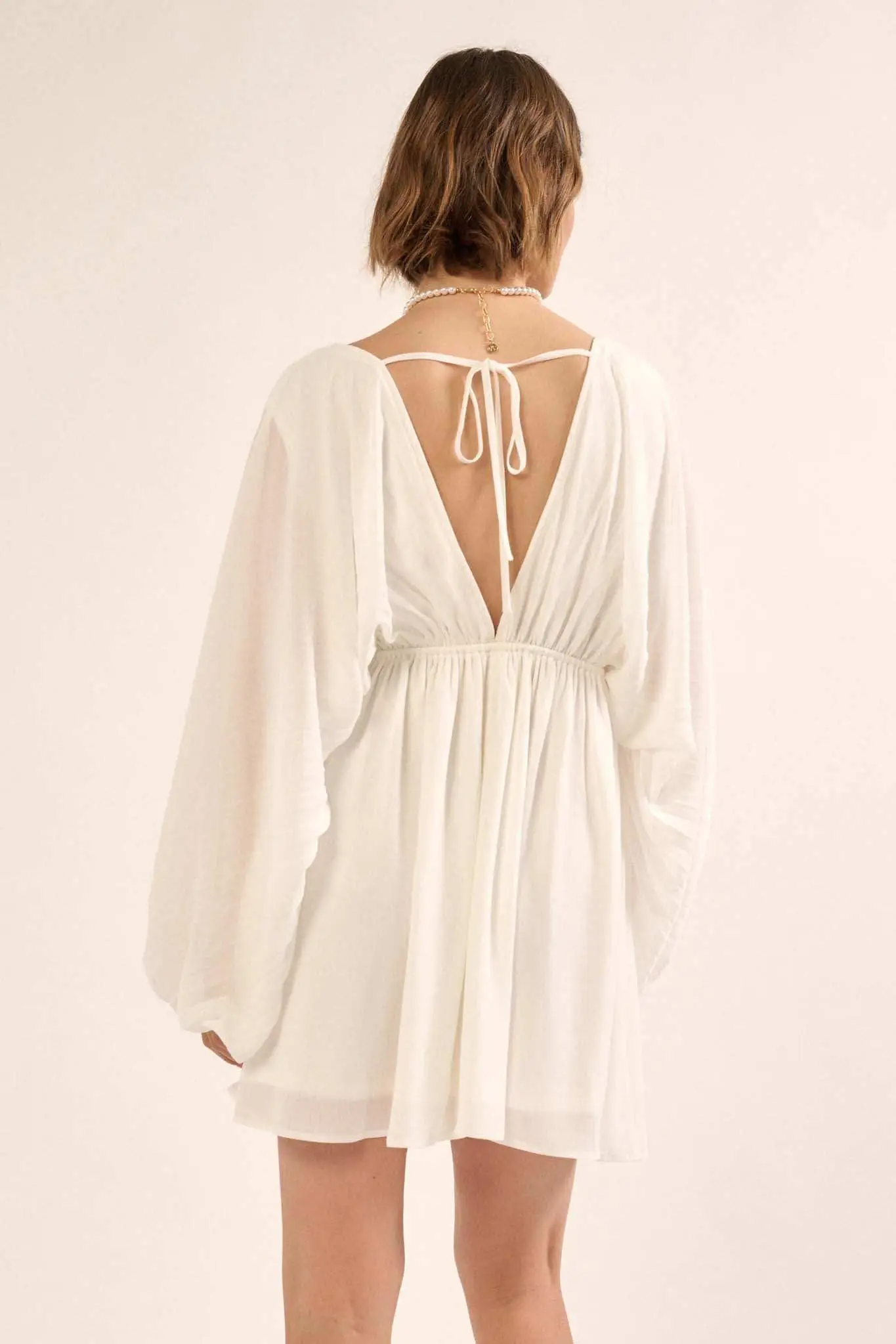 Ripple Effect Accordion Pleated Kimono Mini Dress - Image 23