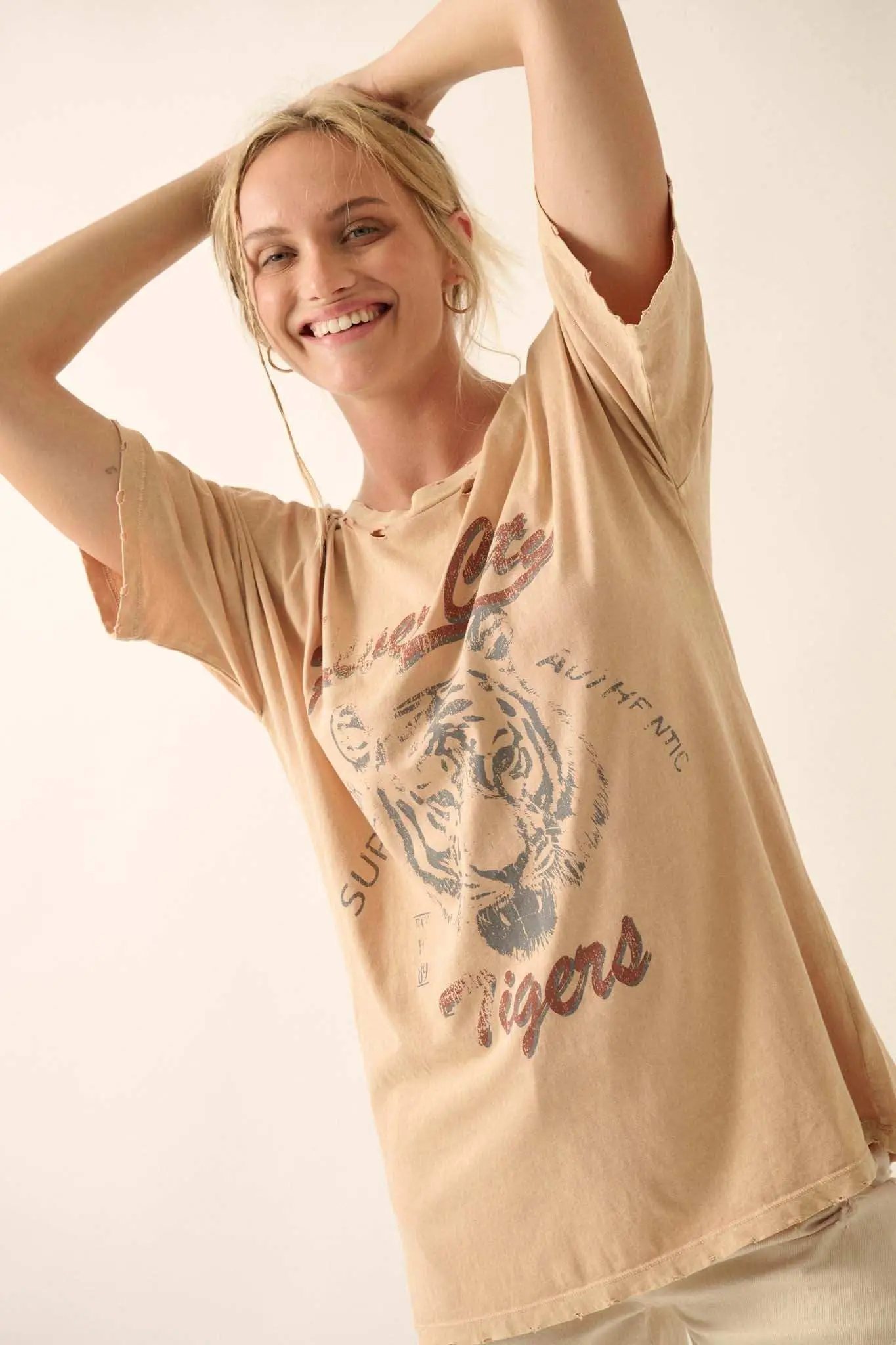 River City Tigers Distressed Oversize Graphic Tee