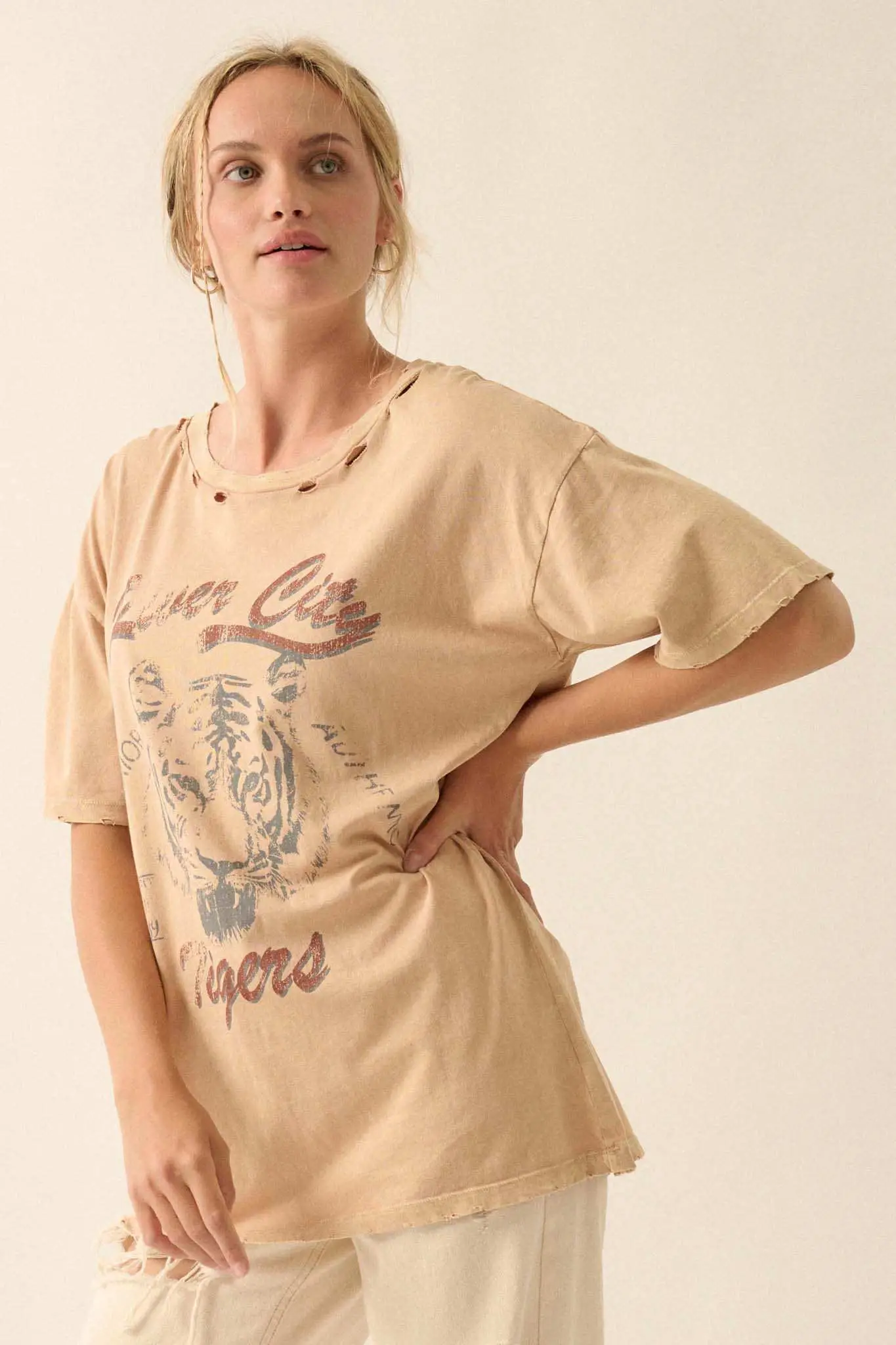 River City Tigers Distressed Oversize Graphic Tee - Image 5