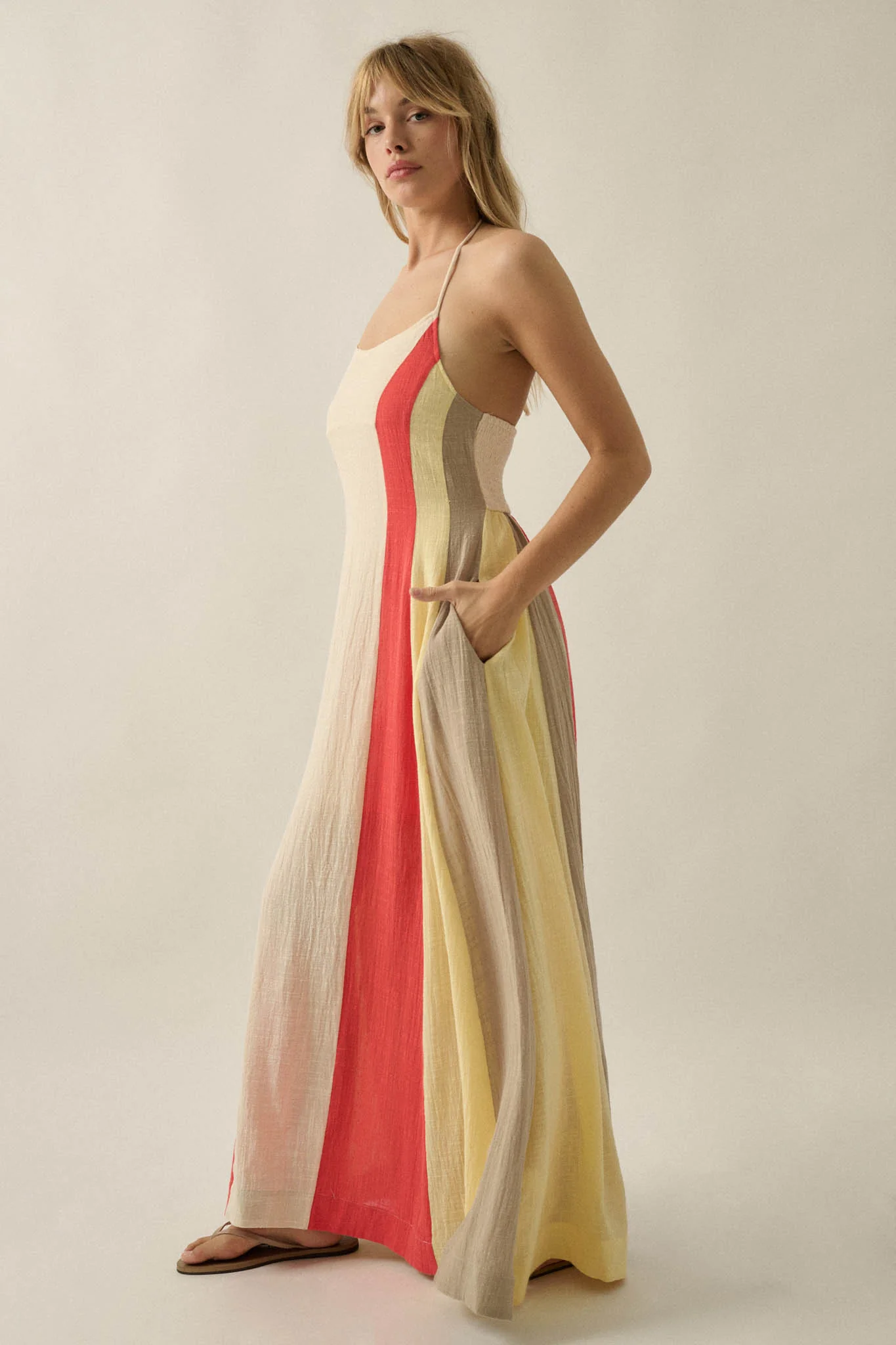 Riviera Dream Colorblock Cotton Gauze Maxi Dress - Image 12