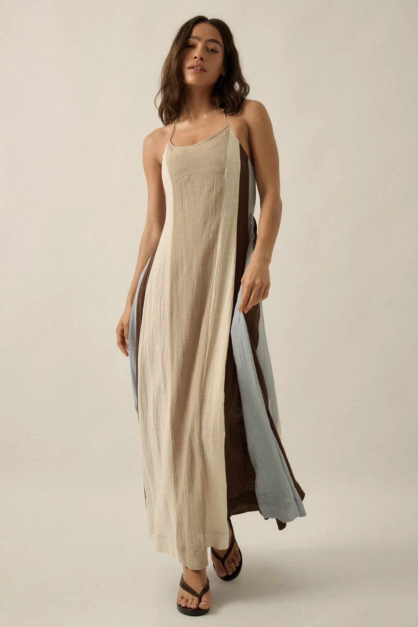 Riviera Dream Colorblock Cotton Gauze Maxi Dress - Image 3