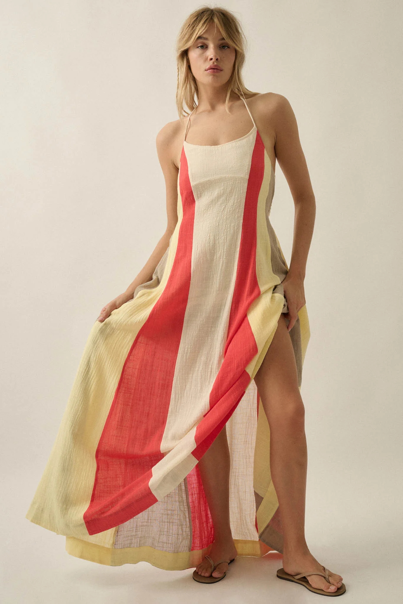Riviera Dream Colorblock Cotton Gauze Maxi Dress - Image 7