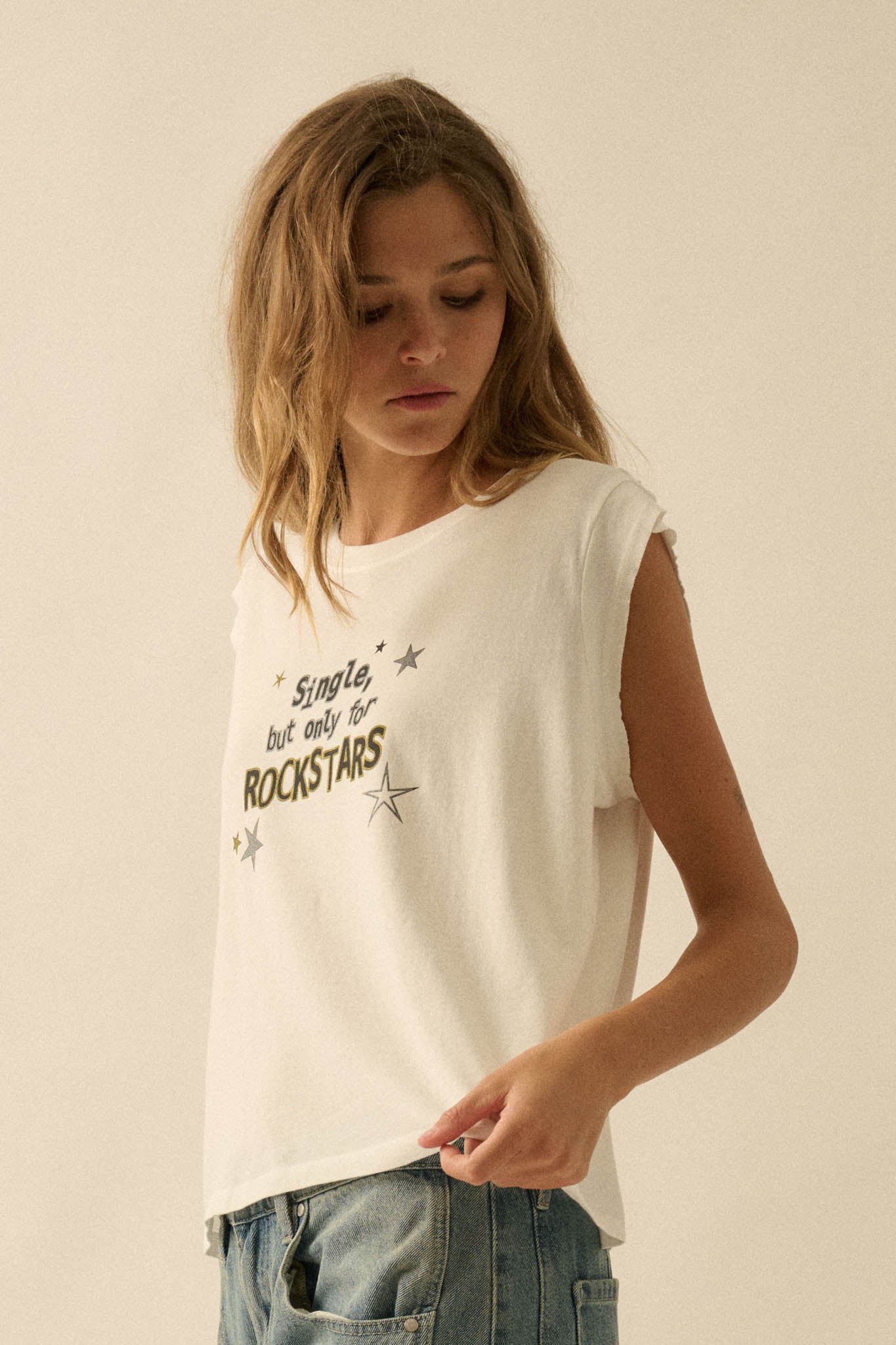 Rockstars Only Distressed Sleeveless Graphic Tee - Image 5