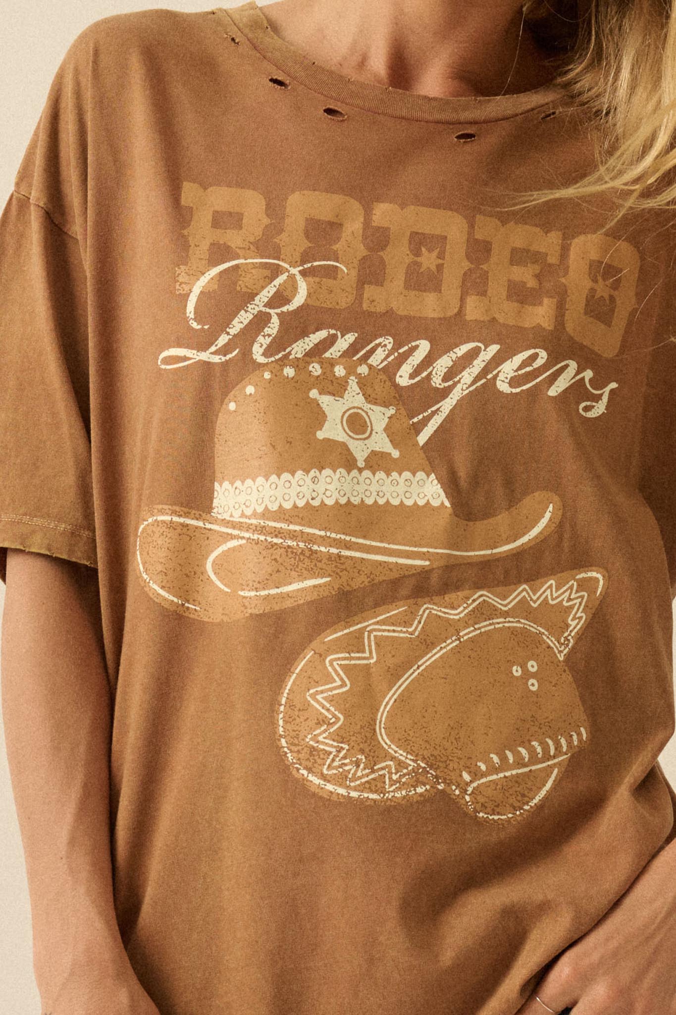 Rodeo Rangers Distressed Oversize Graphic Tee - Image 5