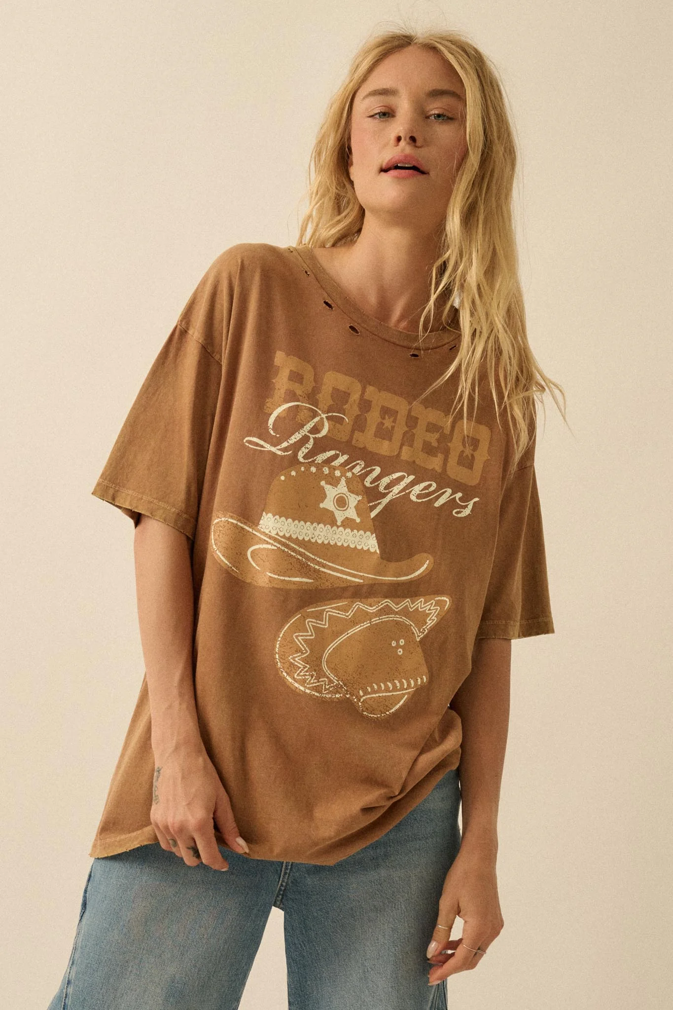 Rodeo Rangers Distressed Oversize Graphic Tee - Image 7
