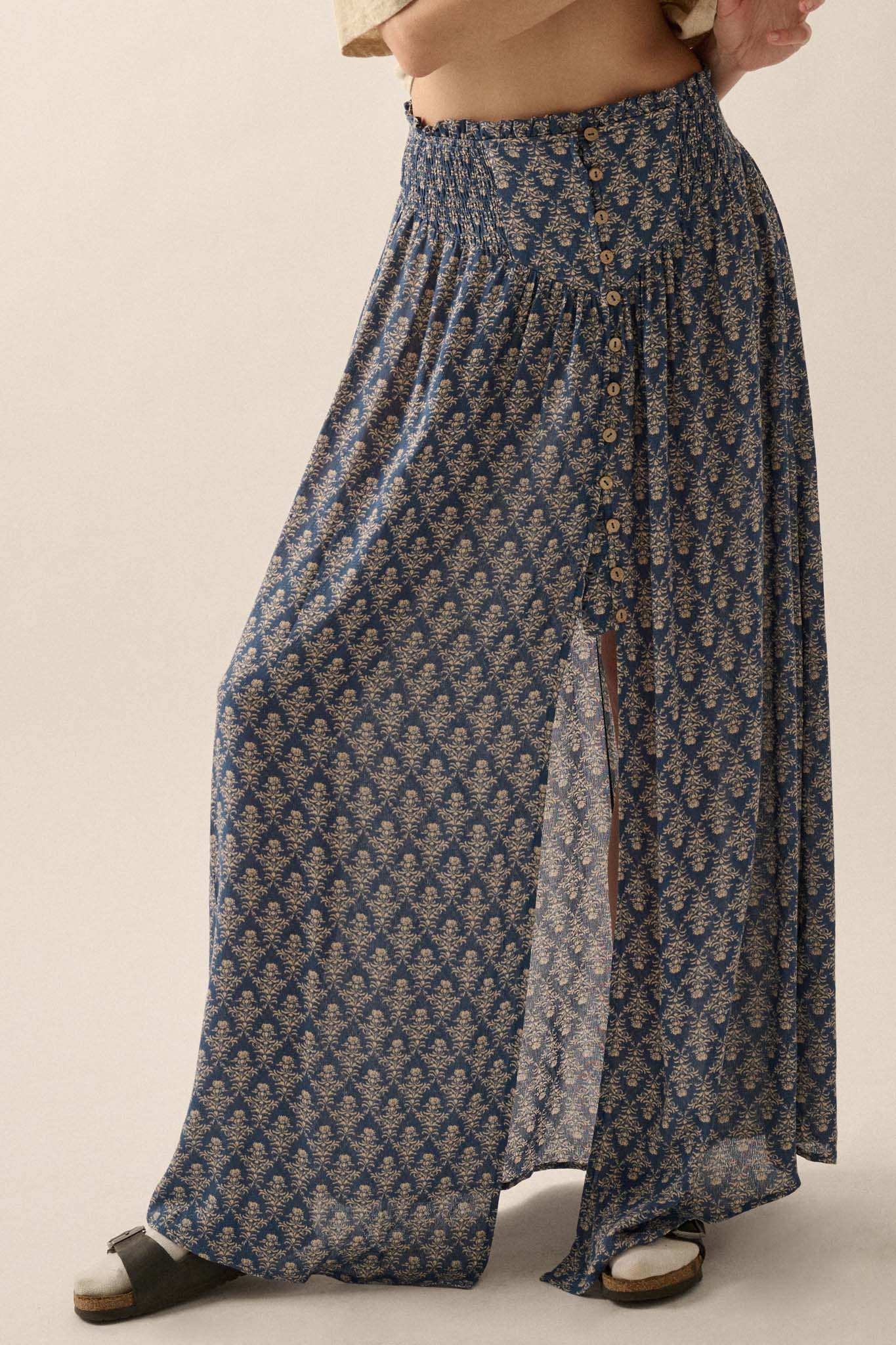 Romantic Beauty Floral Button-Front Maxi Skirt - Image 5