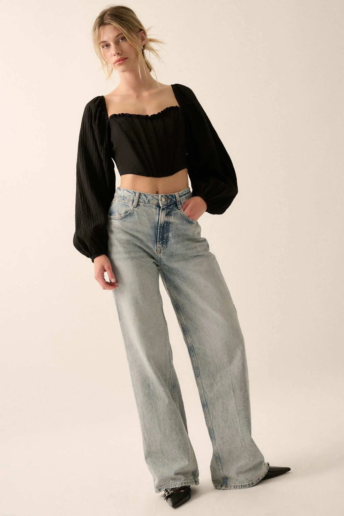 Romantic Soul Tonal-Stripe Corset Peasant Top - Image 10