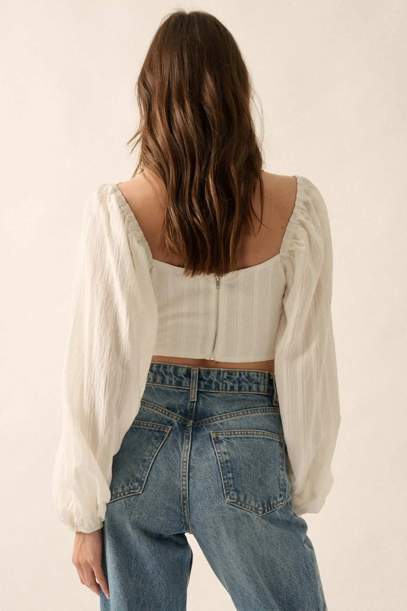 Romantic Soul Tonal-Stripe Corset Peasant Top - Image 6