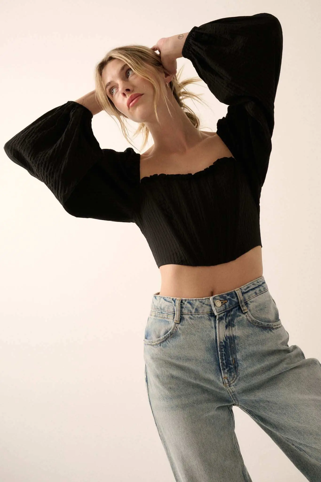 Romantic Soul Tonal-Stripe Corset Peasant Top - Image 8