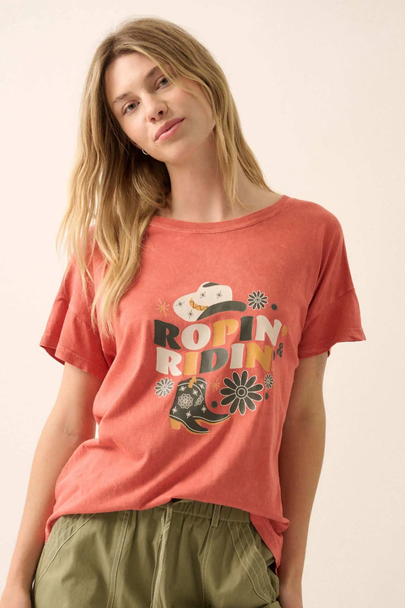 Ropin' & Ridin' Vintage-Wash Western Graphic Tee - Image 4