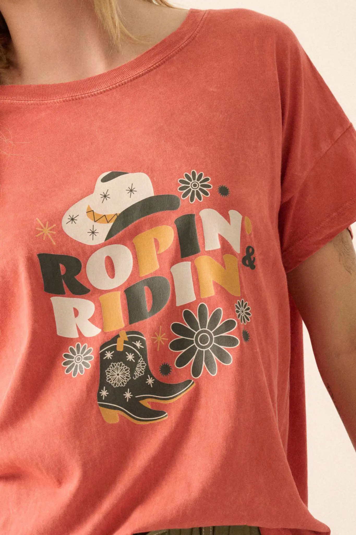 Ropin' & Ridin' Vintage-Wash Western Graphic Tee - Image 5
